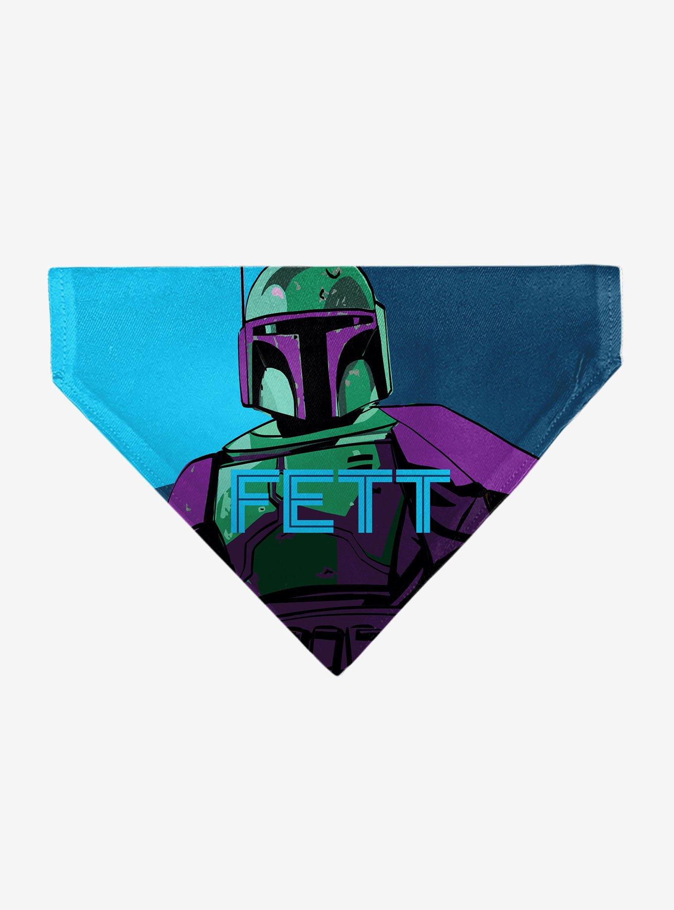Star Wars Fett Text and Boba Fett Pop Art Pose Slip On Collar Pet Bandana - Bandana Only, , hi-res
