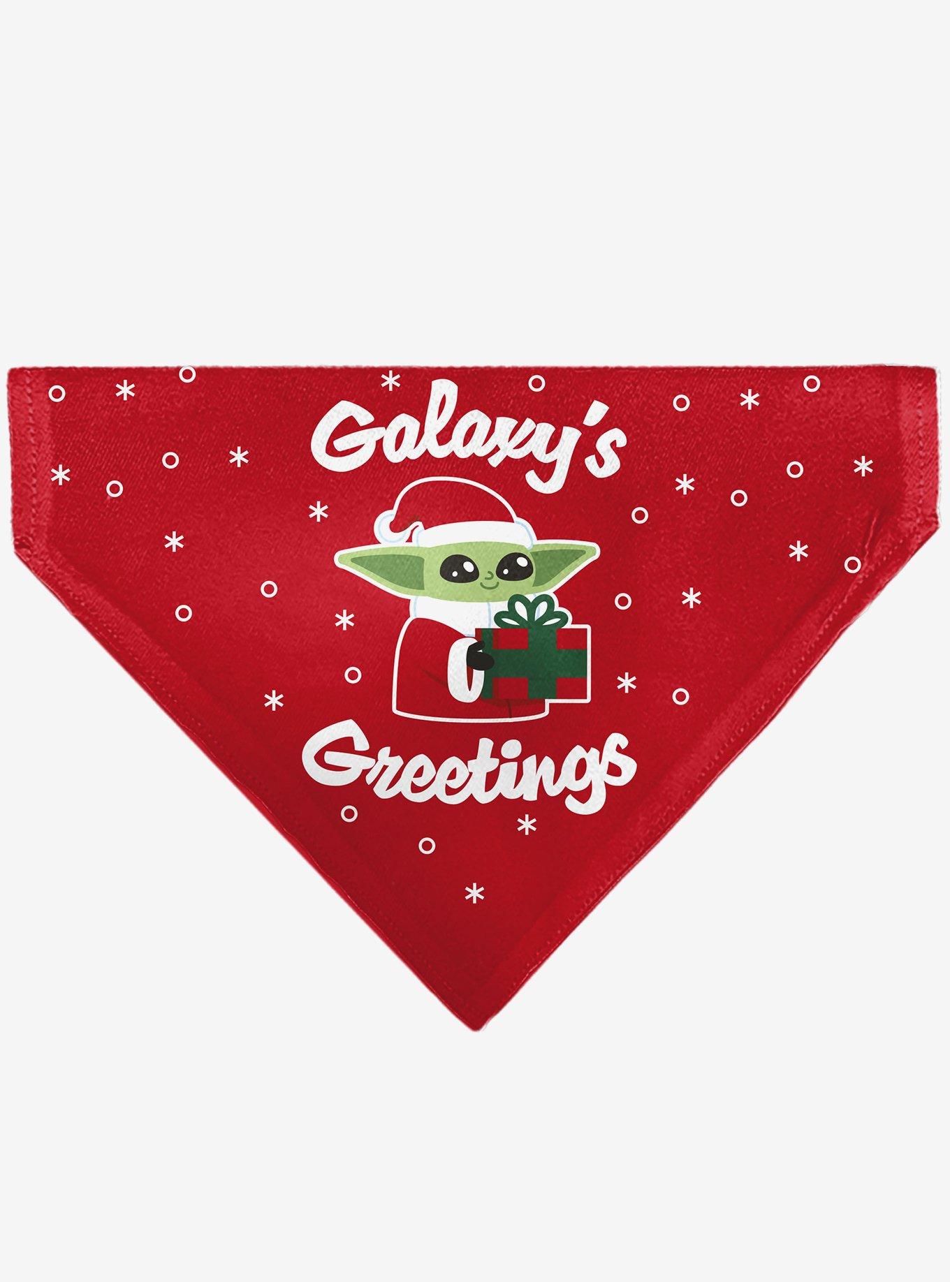 Star Wars Holiday Grogu Baby Yoga Galaxy Greeting Icons Red Slip On Collar Pet Bandana - Bandana Only, , hi-res