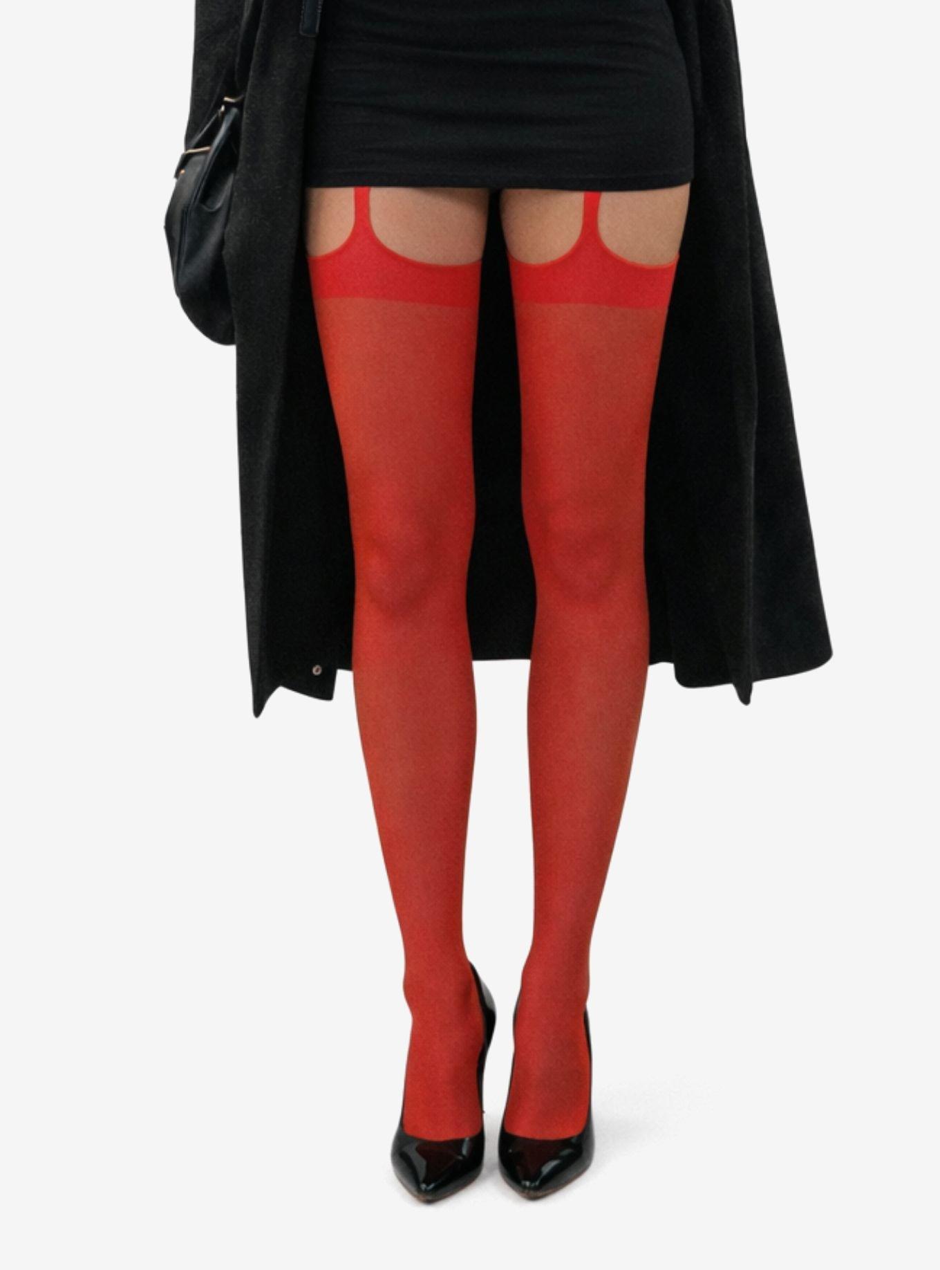 LECHERY Red Spaghetti Strap Shiny Lustrous Pantyhose