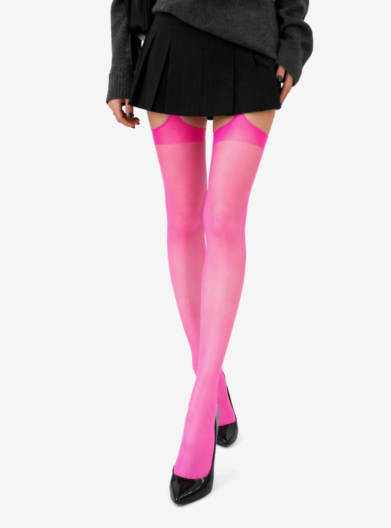 LECHERY Pink Spaghetti Strap Shiny Lustrous Pantyhose