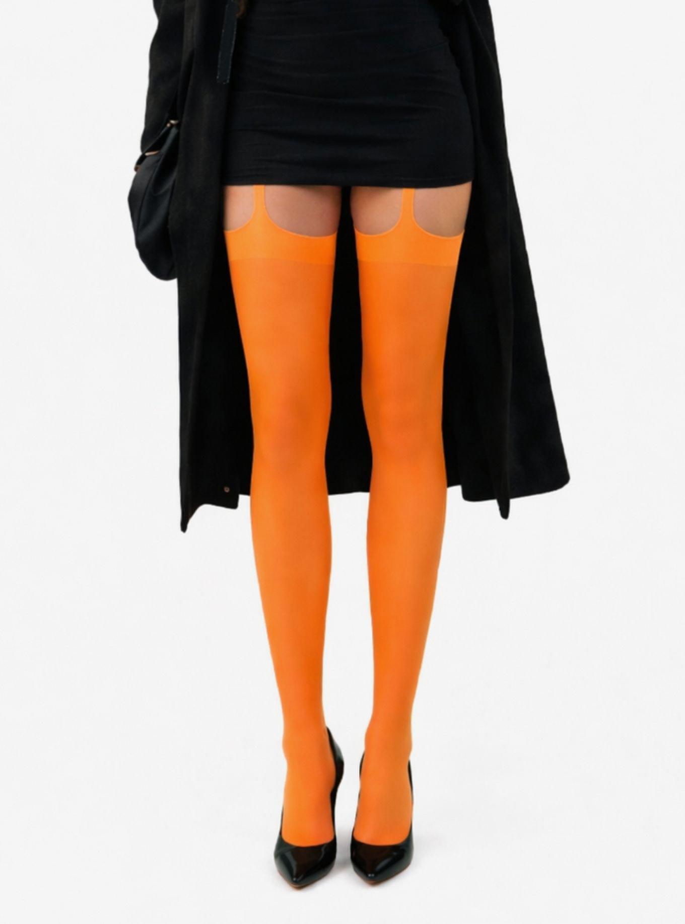 LECHERY Orange Spaghetti Strap Shiny Lustrous Pantyhose