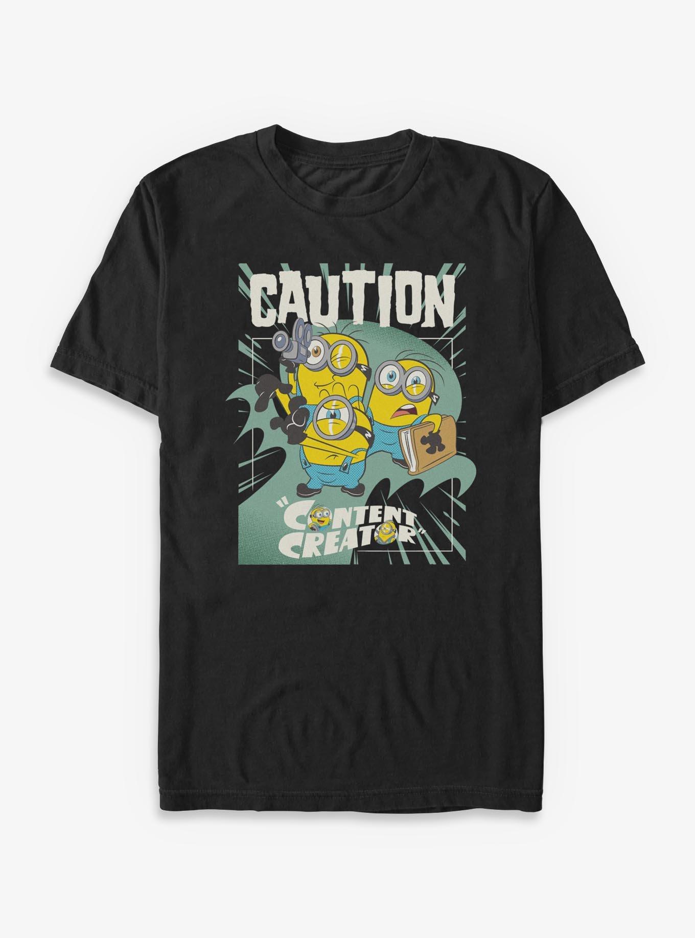 Minions Caution Content Creator T-Shirt, , hi-res