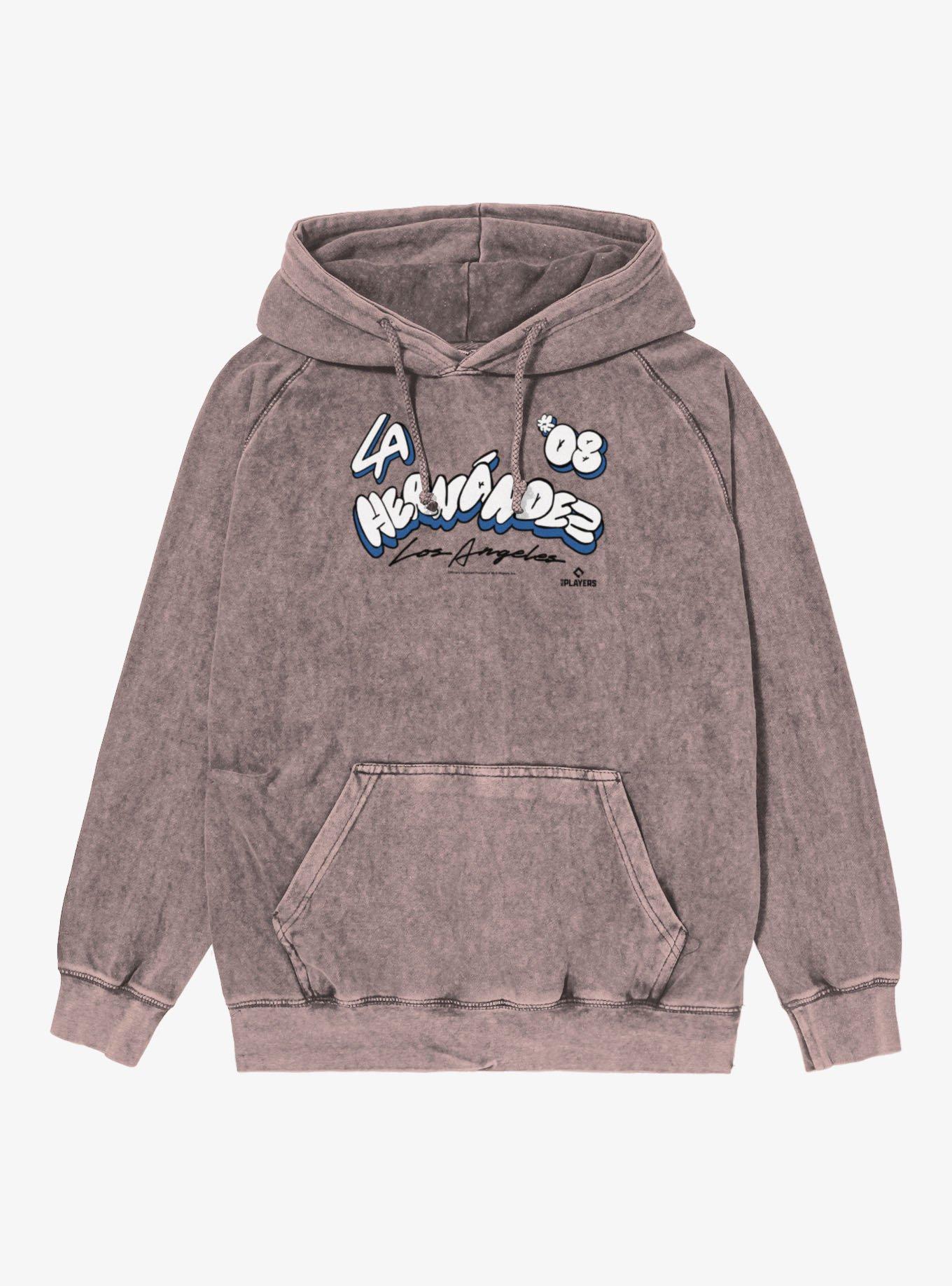 MLB Los Angeles Dodgers Hernandez Bubble Letter Arch Mineral Wash Hoodie Hot Topic Exclusive, , hi-res