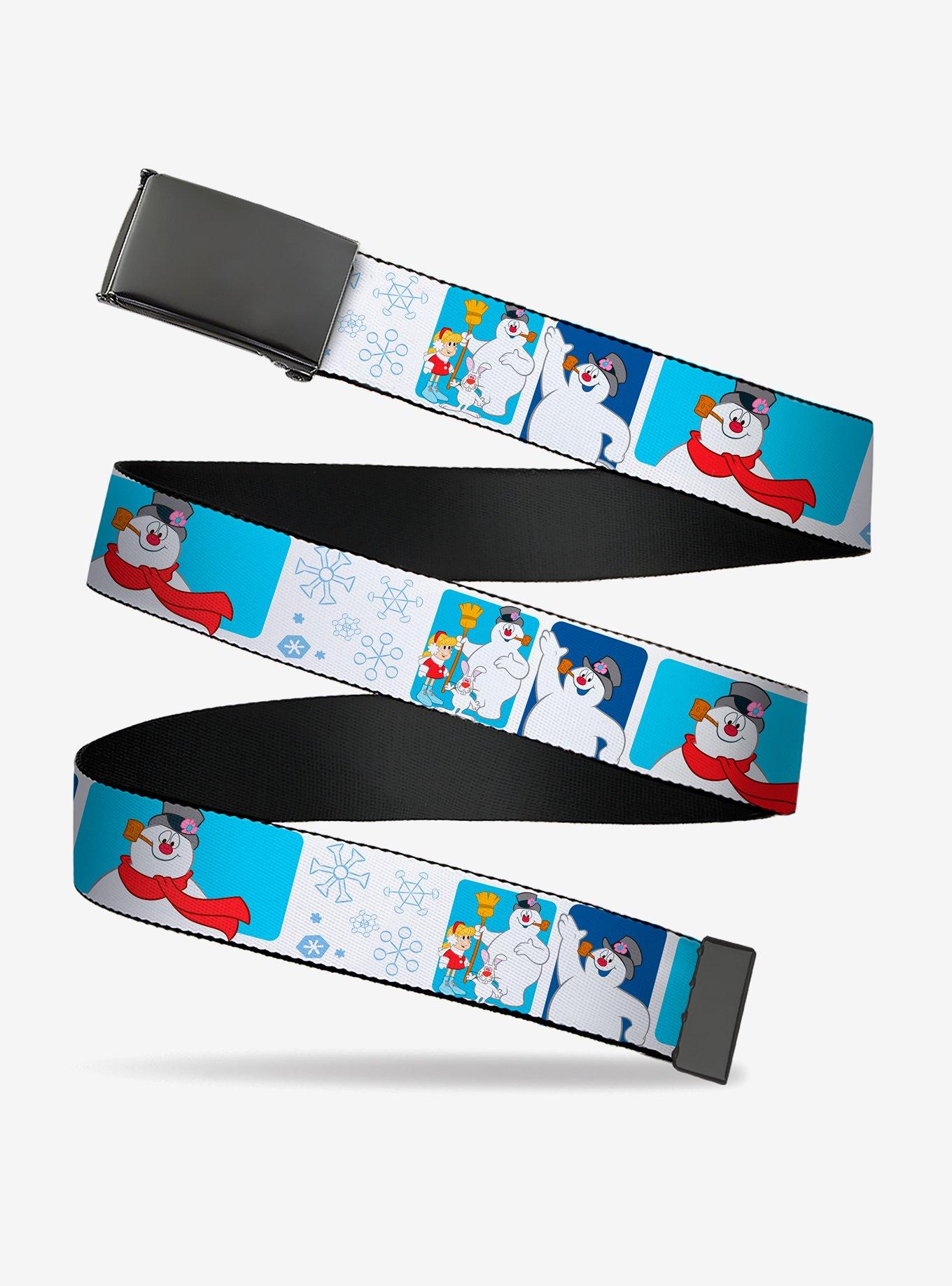 Frosty the Snowman Pose Blocks and Snowflakes Clamp Buckle Belt, , hi-res