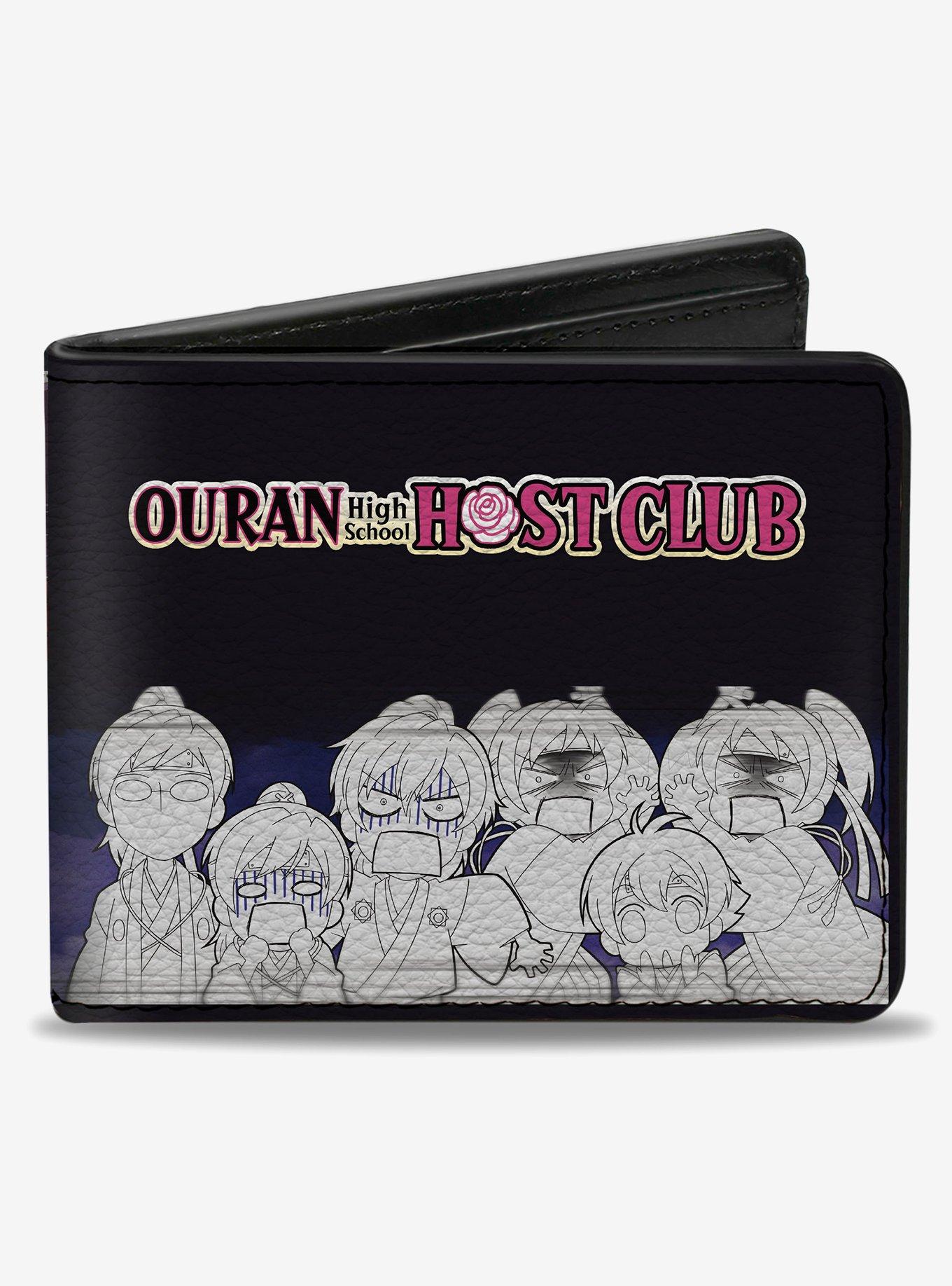 Ouran High School Host Club Character Group Poses Black Bifold Wallet, , hi-res