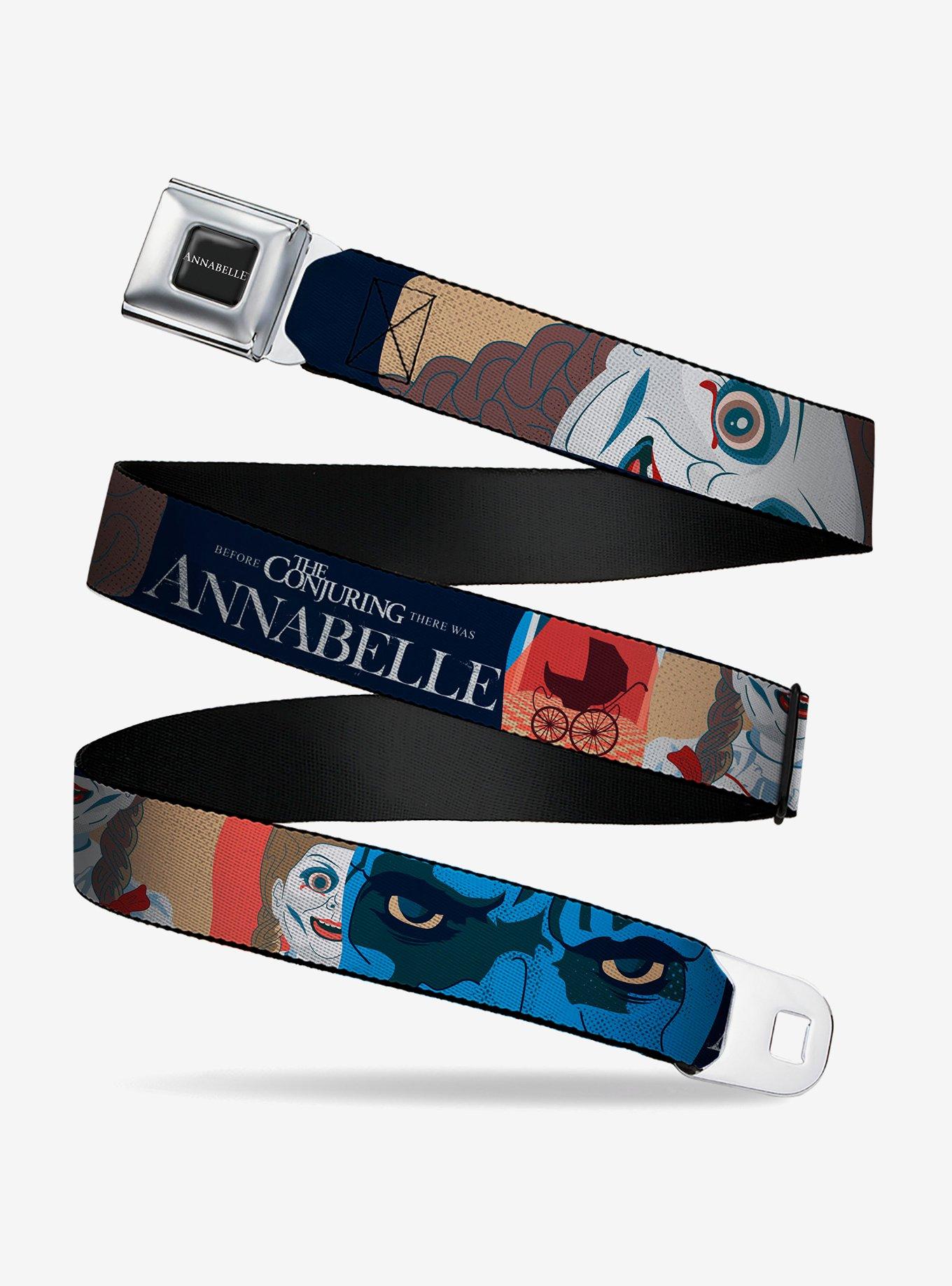 Annabelle Pop Art Scenes and Title Logo Multi Seatbelt Buckle Belt, , hi-res