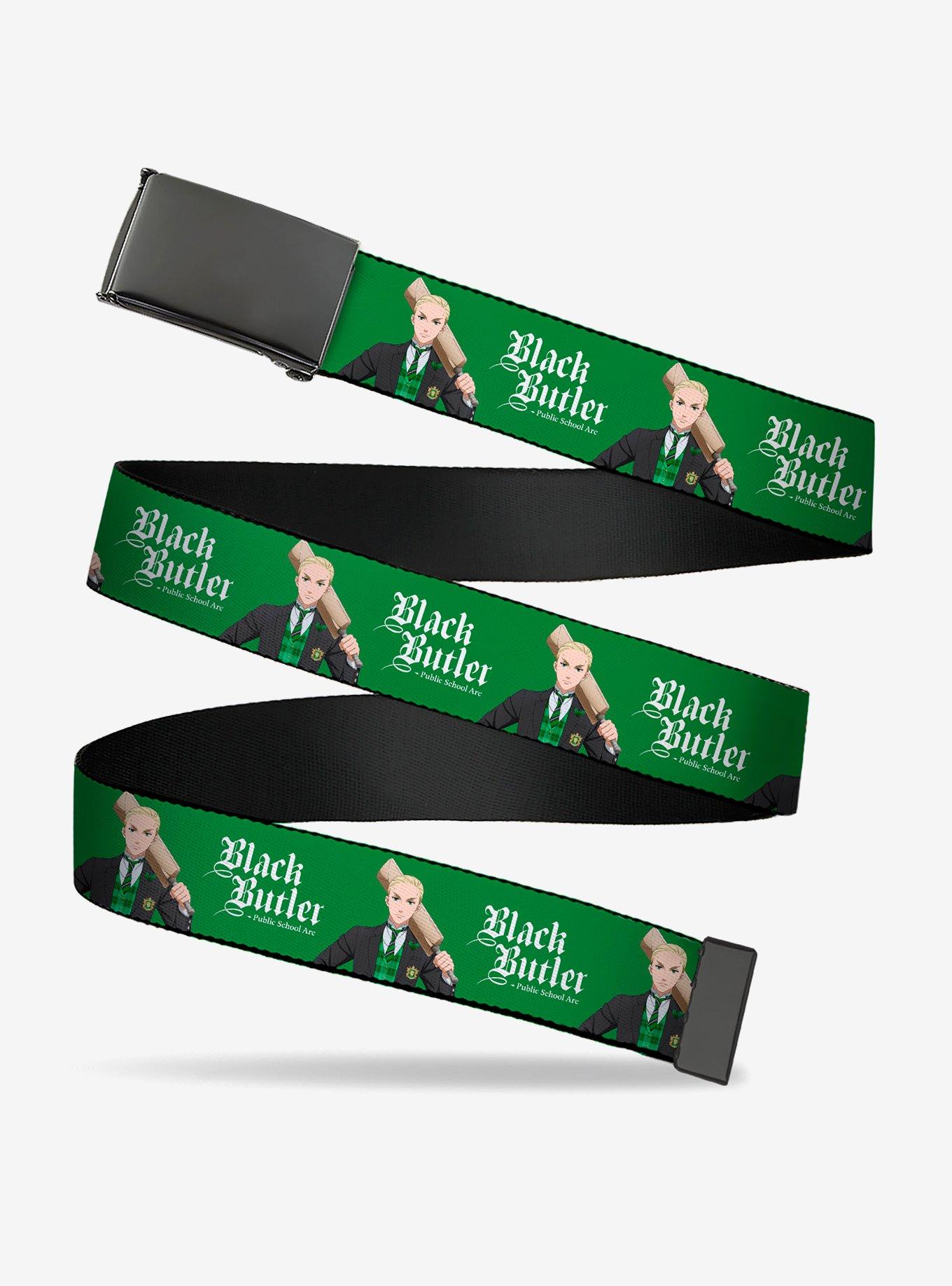 Black Butler Herman Greenhill Pose and Title Clamp Buckle Belt, , hi-res