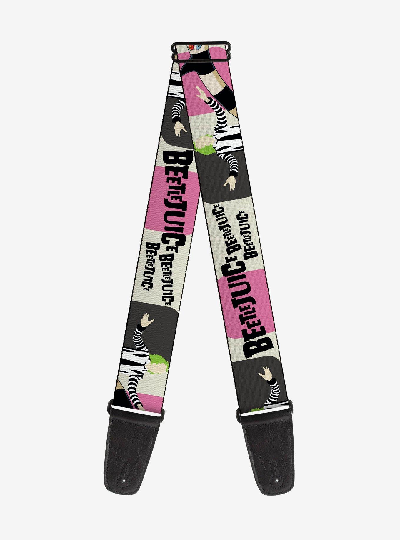 Beetlejuice Pose and Sandworm Stripe White Guitar Strap, , hi-res