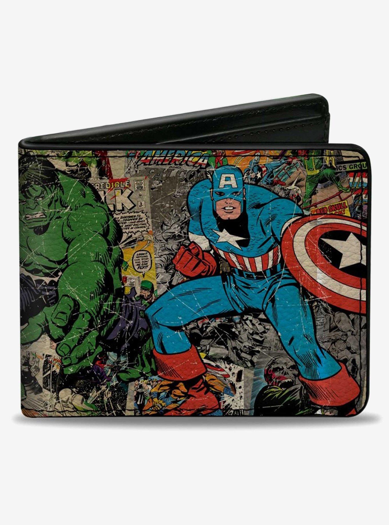 Marvel Comics Retro Avengers Group Pose with Comics Bifold Wallet, , hi-res