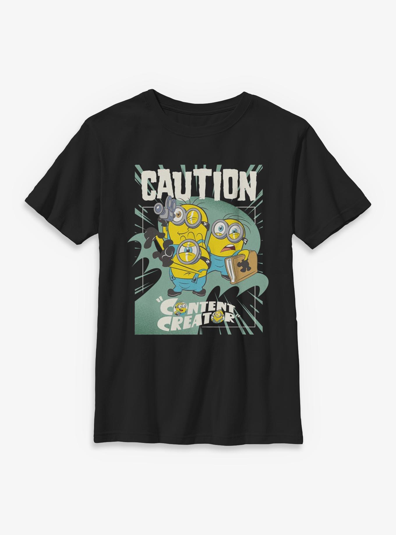 Minions Caution Content Creator Youth T-Shirt, , hi-res