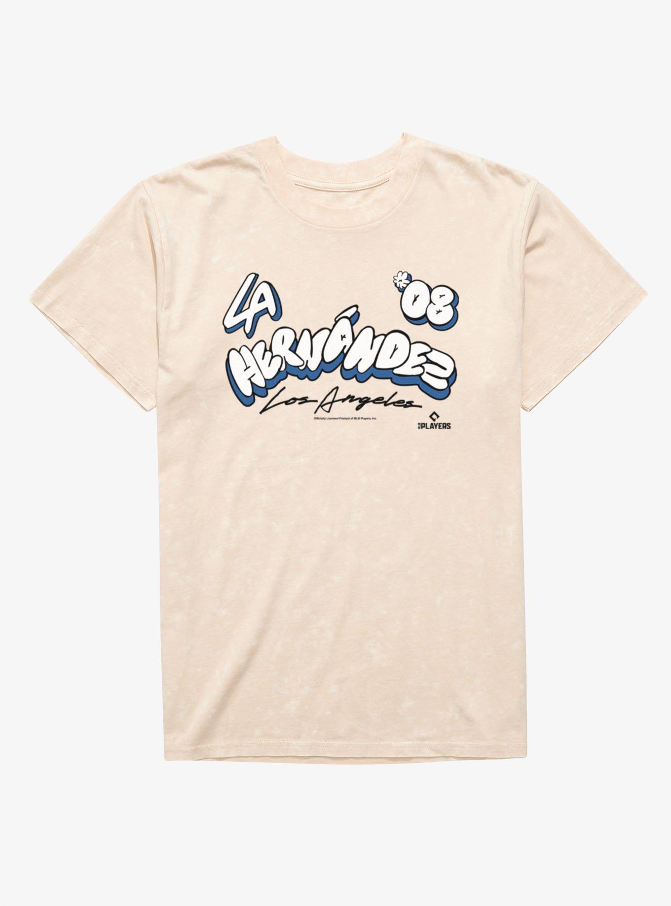 MLB Los Angeles Dodgers Hernandez Bubble Letter Arch Mineral Wash T-Shirt Hot Topic Exclusive, , hi-res