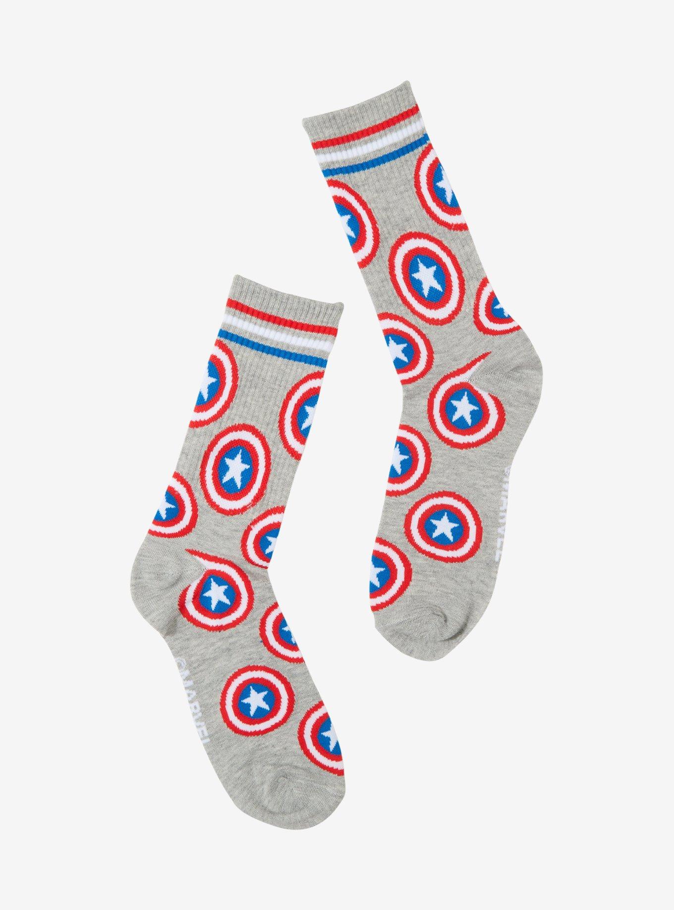 Marvel Captain America Shield Allover Print Crew Socks - BoxLunch Exclusive