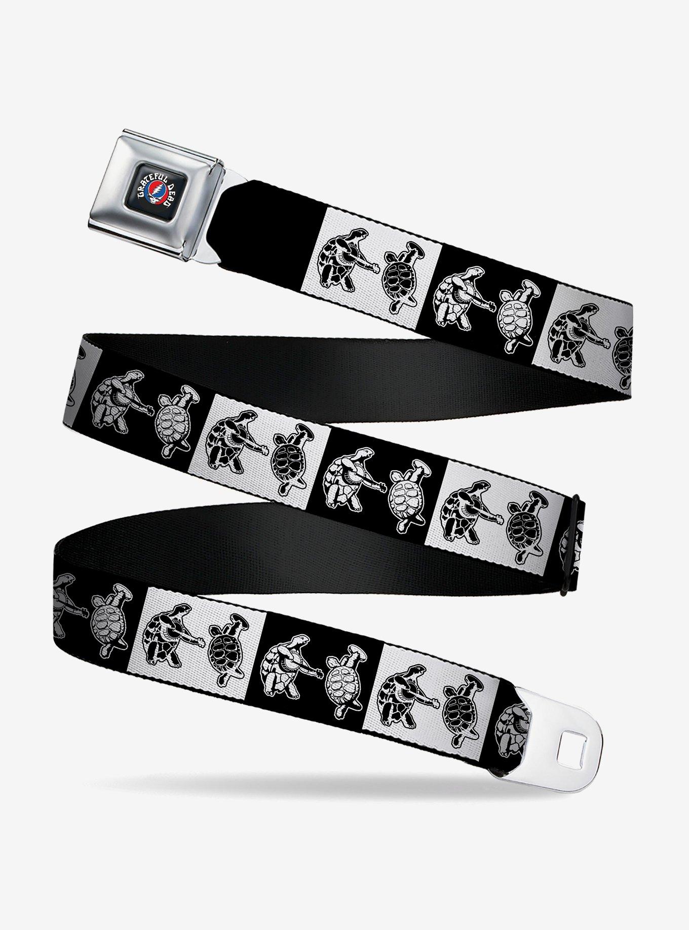 Grateful Dead Dancing Terrapin Blocks Black White Seatbelt Buckle Belt, , hi-res