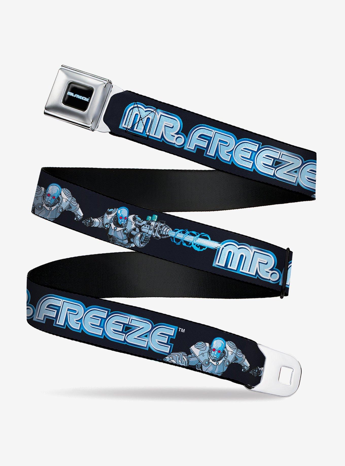 DC Comics Batman Villain Mr Freeze Poses and Title Youth Seatbelt Buckle Belt, , hi-res