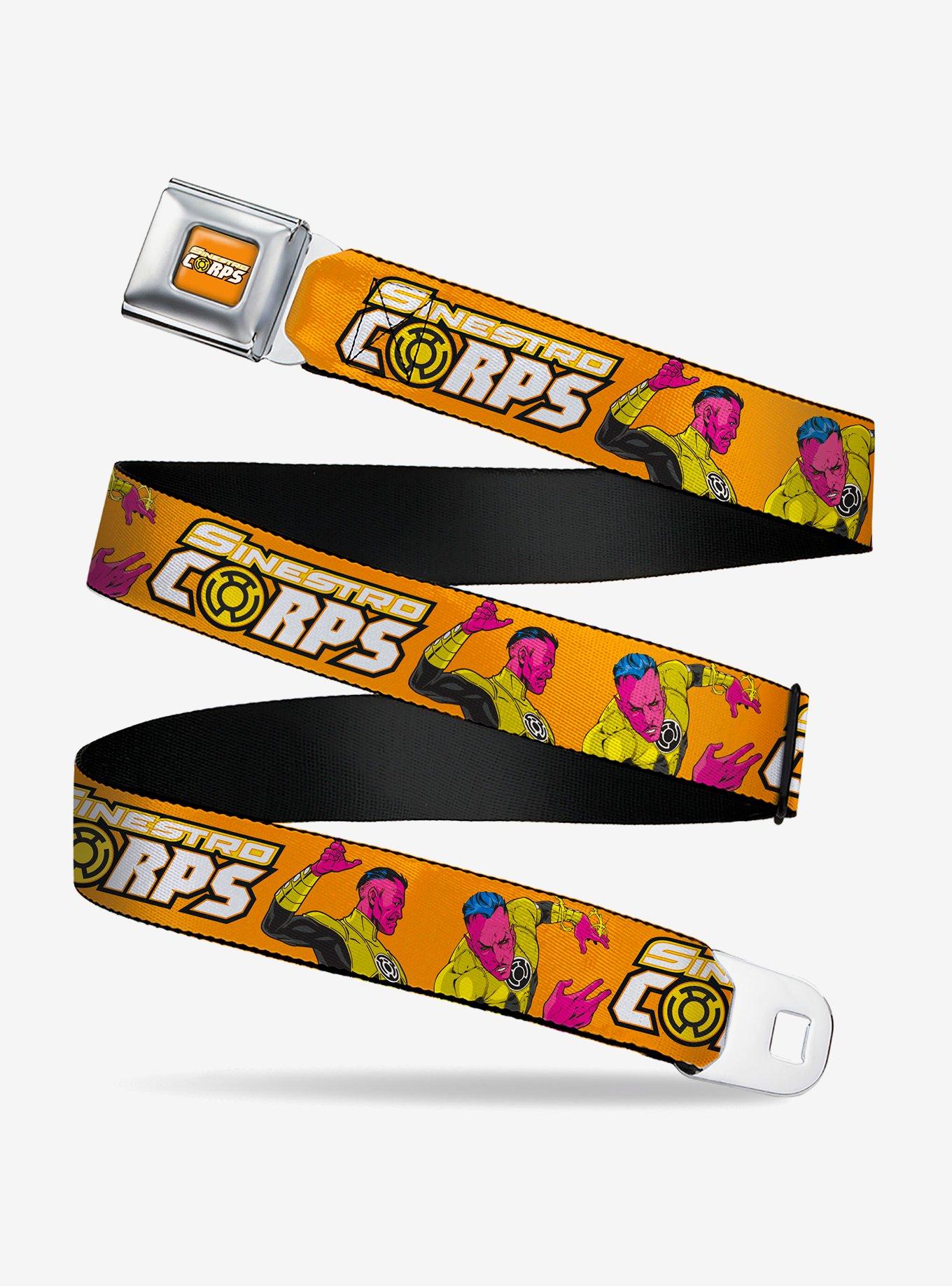 DC Comics Green Lantern Villain Sinestro Poses and Title Logo Youth Seatbelt Buckle Belt, , hi-res