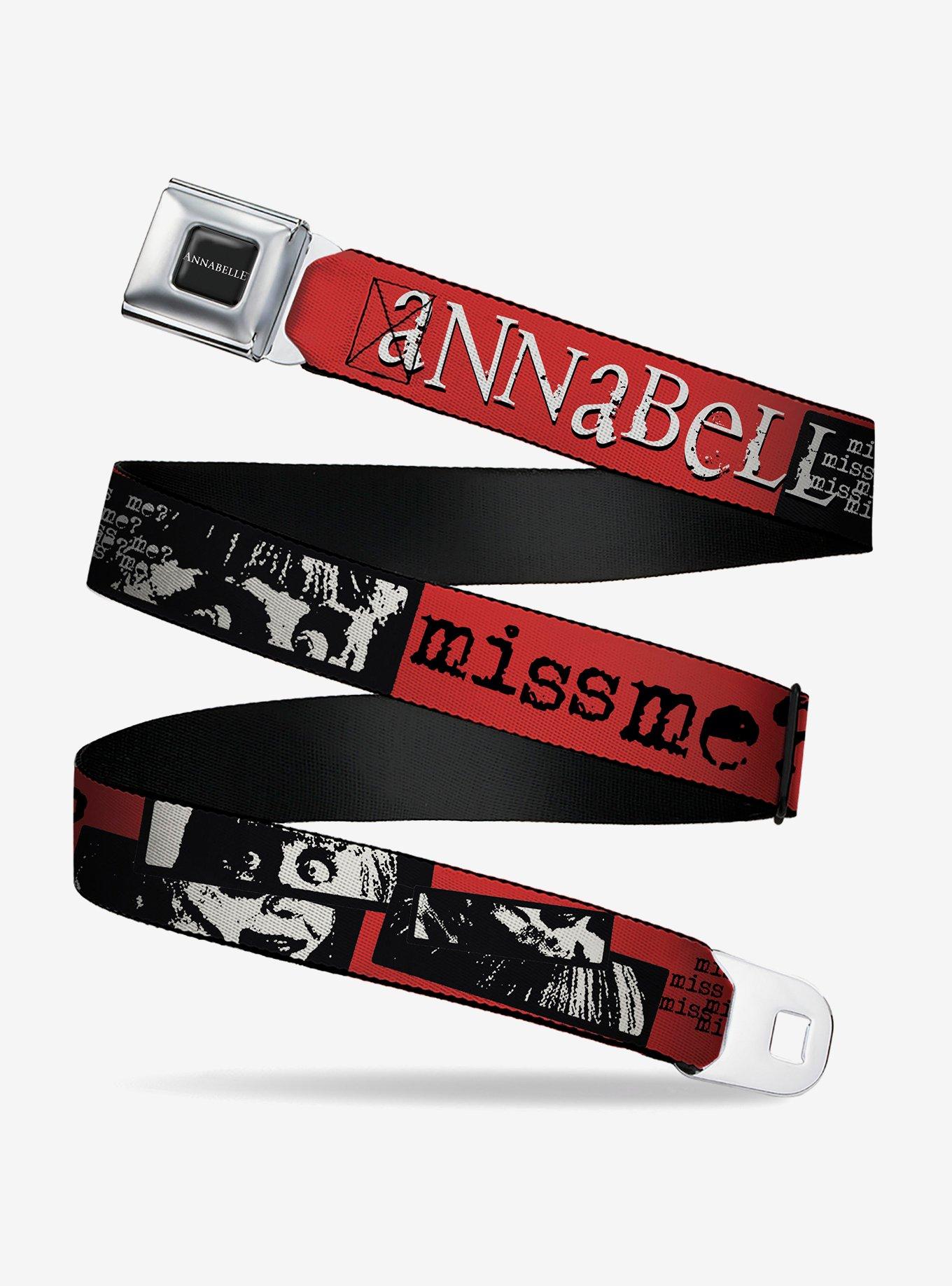 Annabelle Miss Me Eyes and Text Youth Seatbelt Buckle Belt, , hi-res