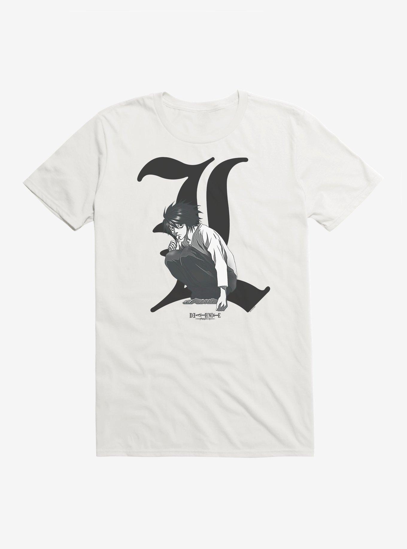 Death Note L Portrait T-Shirt, WHITE, hi-res