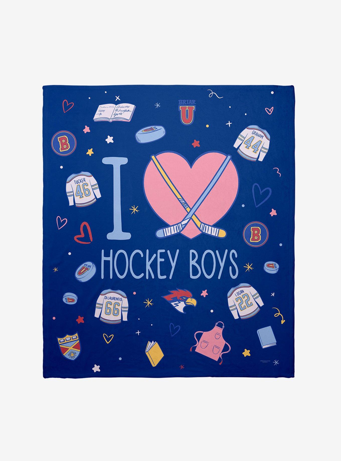 Off Campus I Love Hockey Boys Throw Blanket, , hi-res