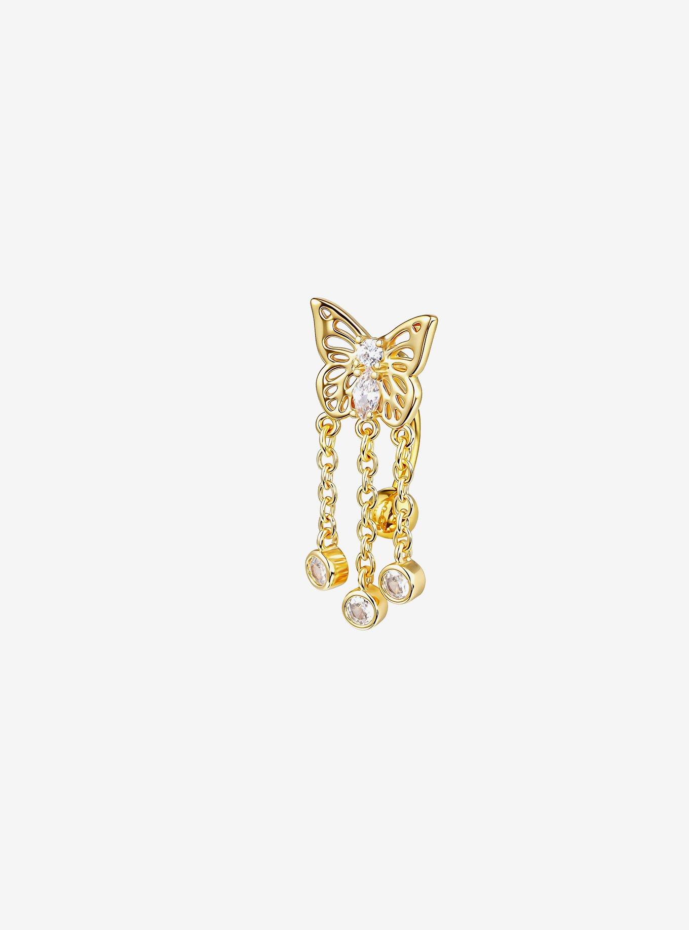 Steel Gold Butterfly Navel Hinged Clicker, , hi-res