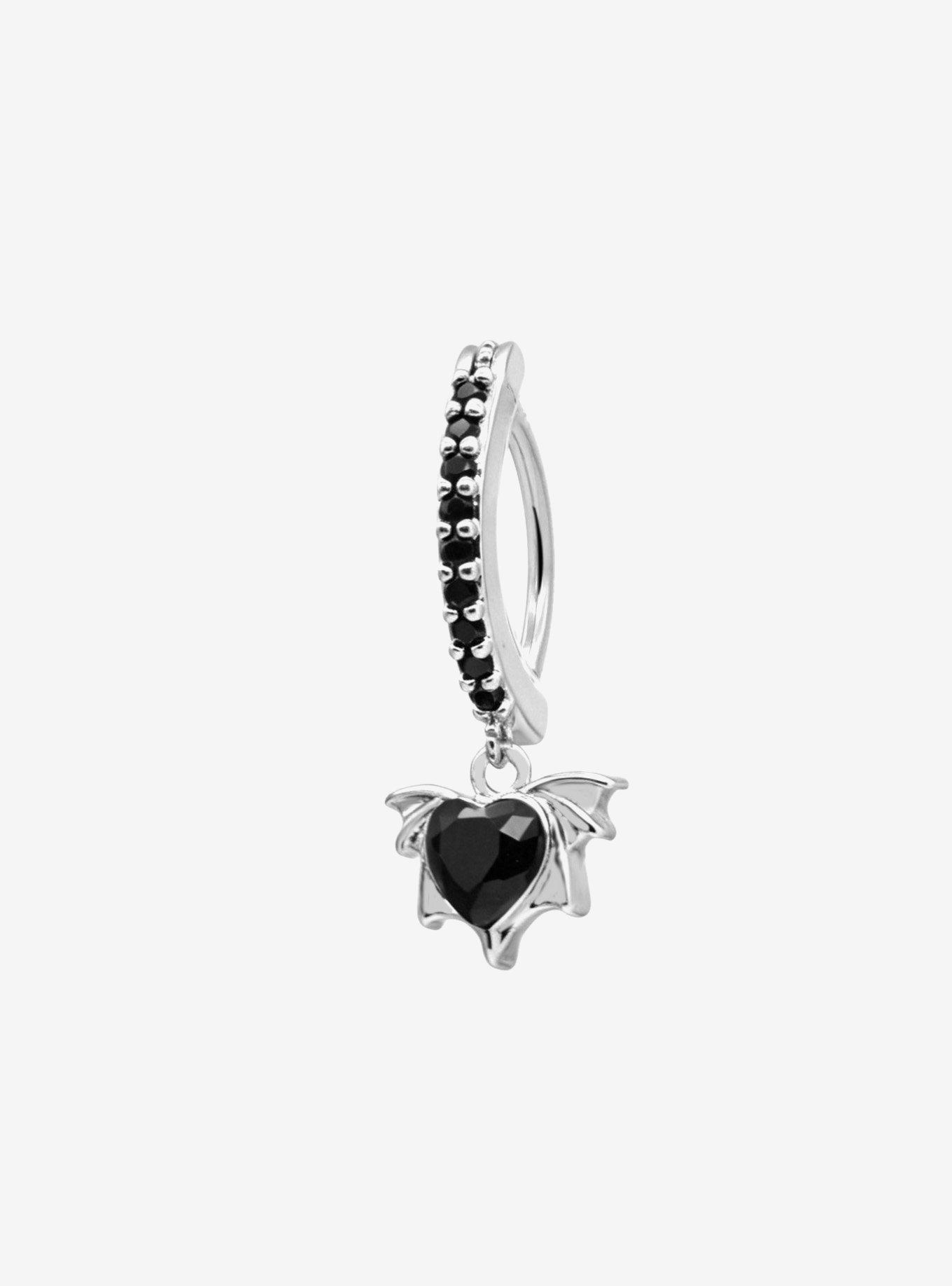 Steel Heart Bat Wing Navel Hinged Clicker, , hi-res