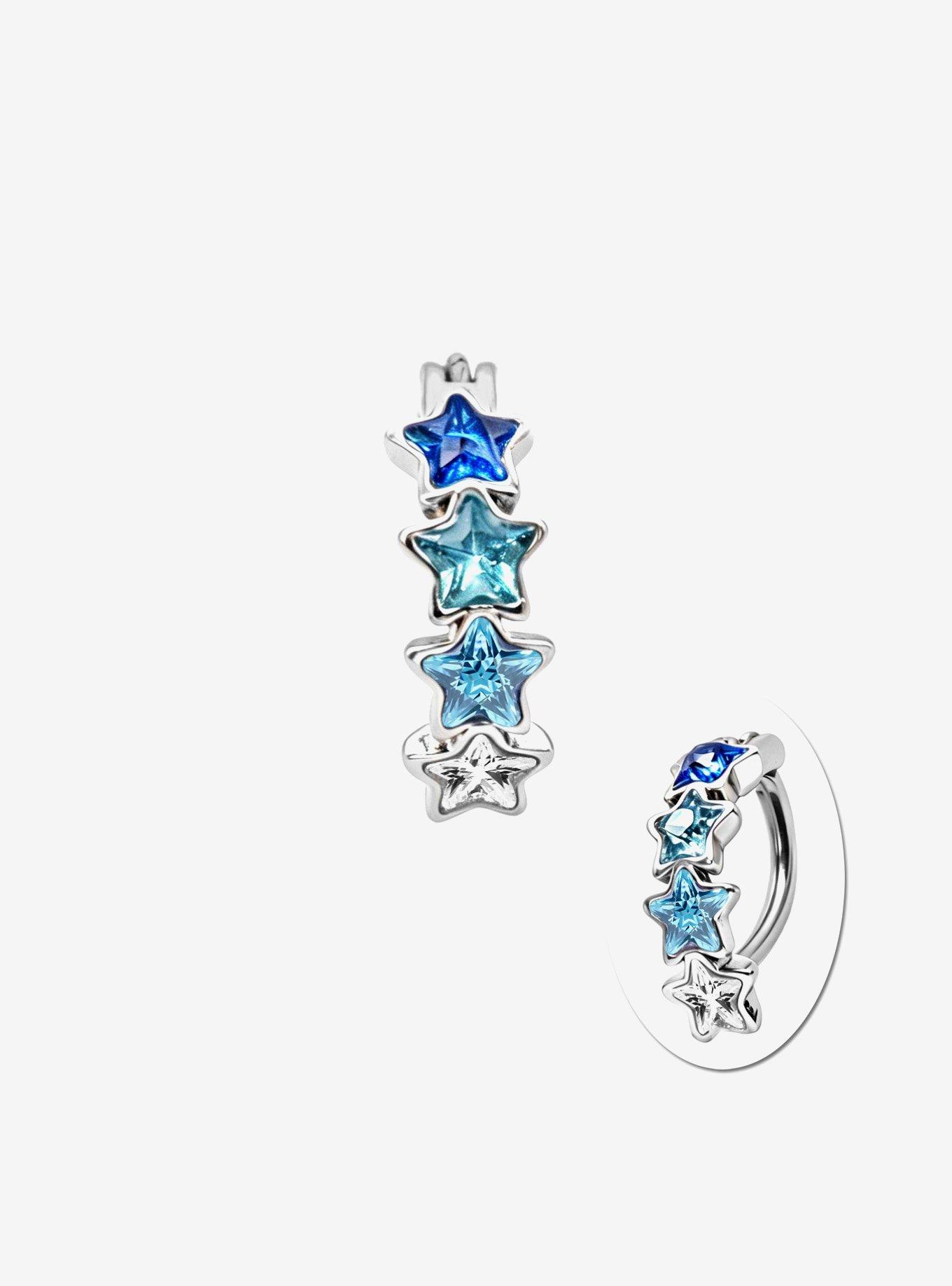 Steel Blue Star Navel Hinged Clicker, , hi-res
