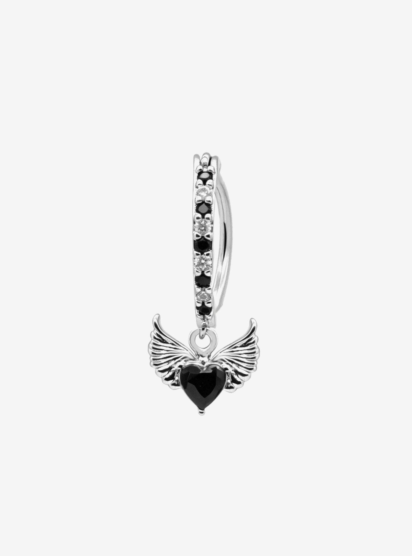 Steel Heart Angel Wing Navel Hinged Clicker, , hi-res