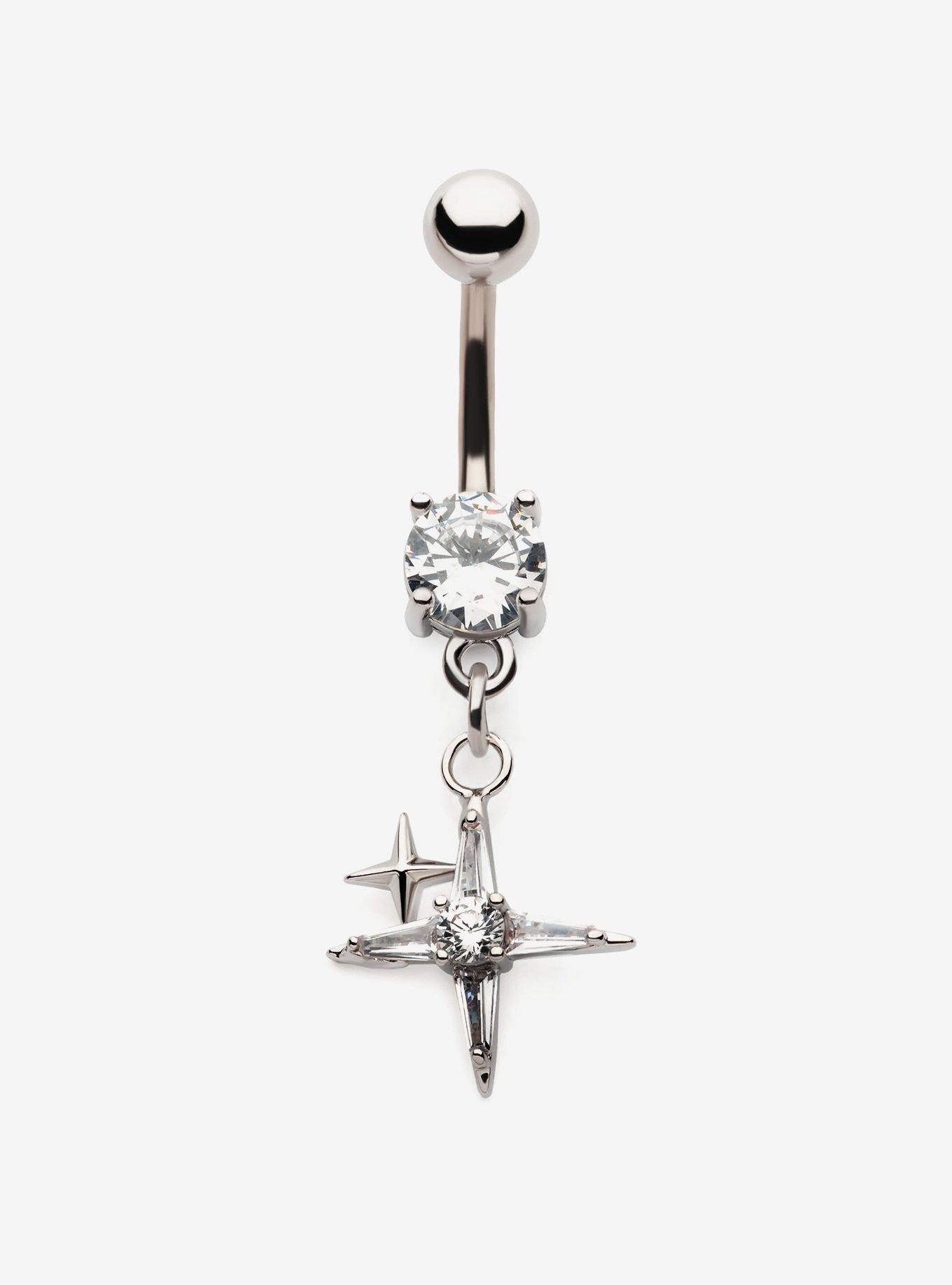 Steel Bling Aurora Star Navel Barbell, , hi-res