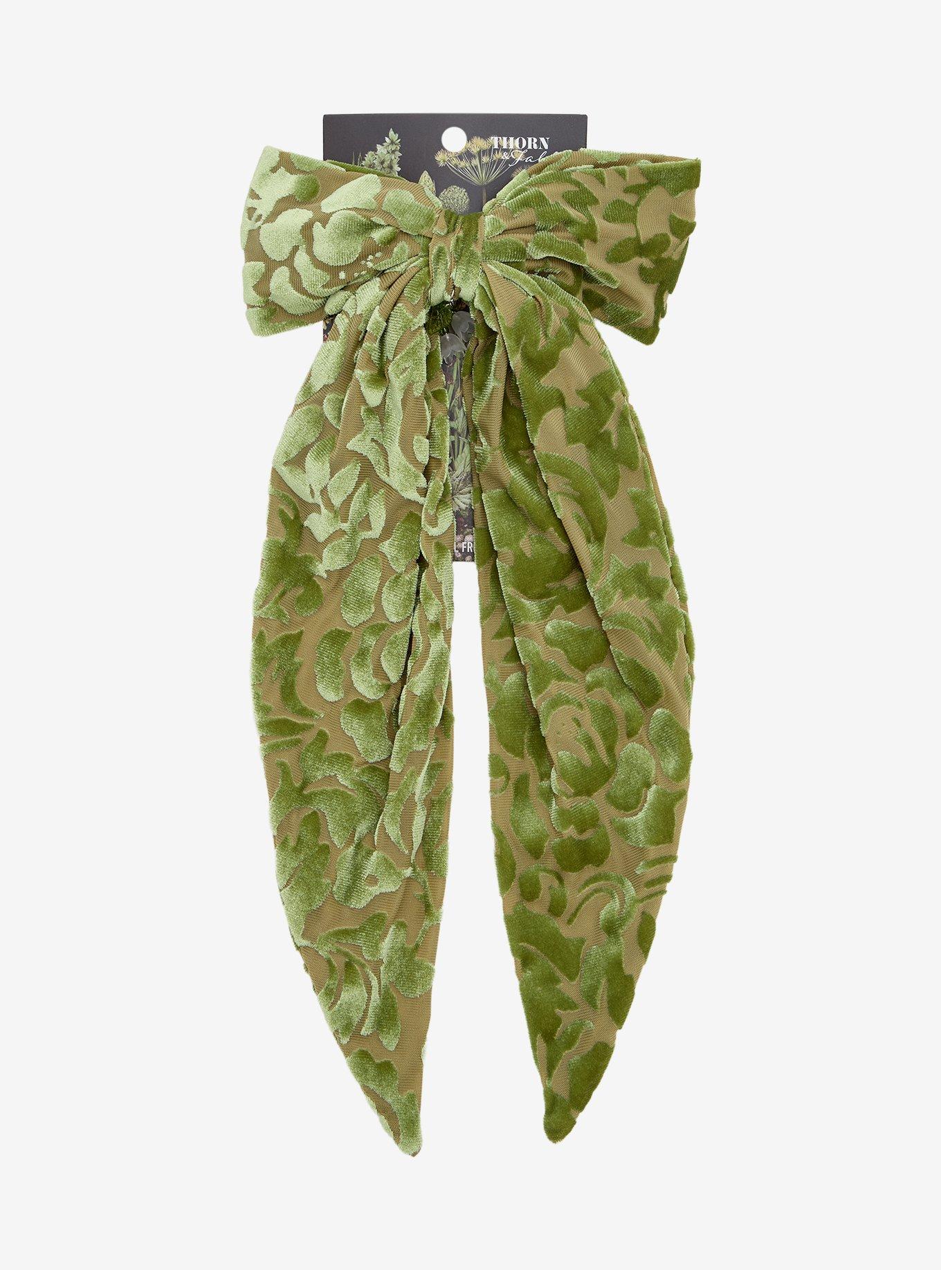 Thorn & Fable Lily Of The Valley Velvet Print Hair Bow