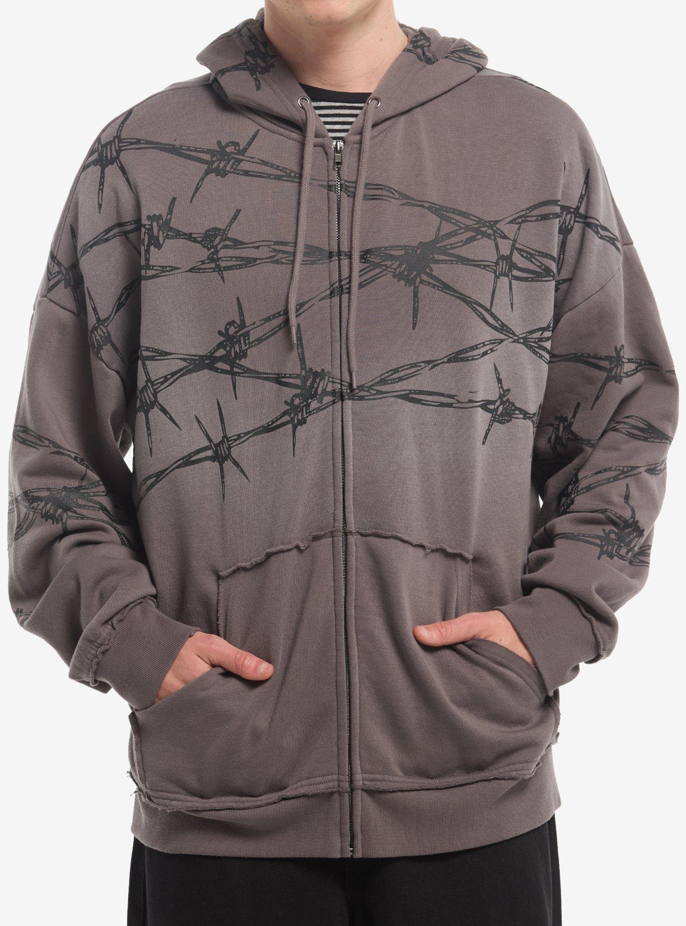 HOTTOPIC Dark Wash Barbed Wire Hoodie