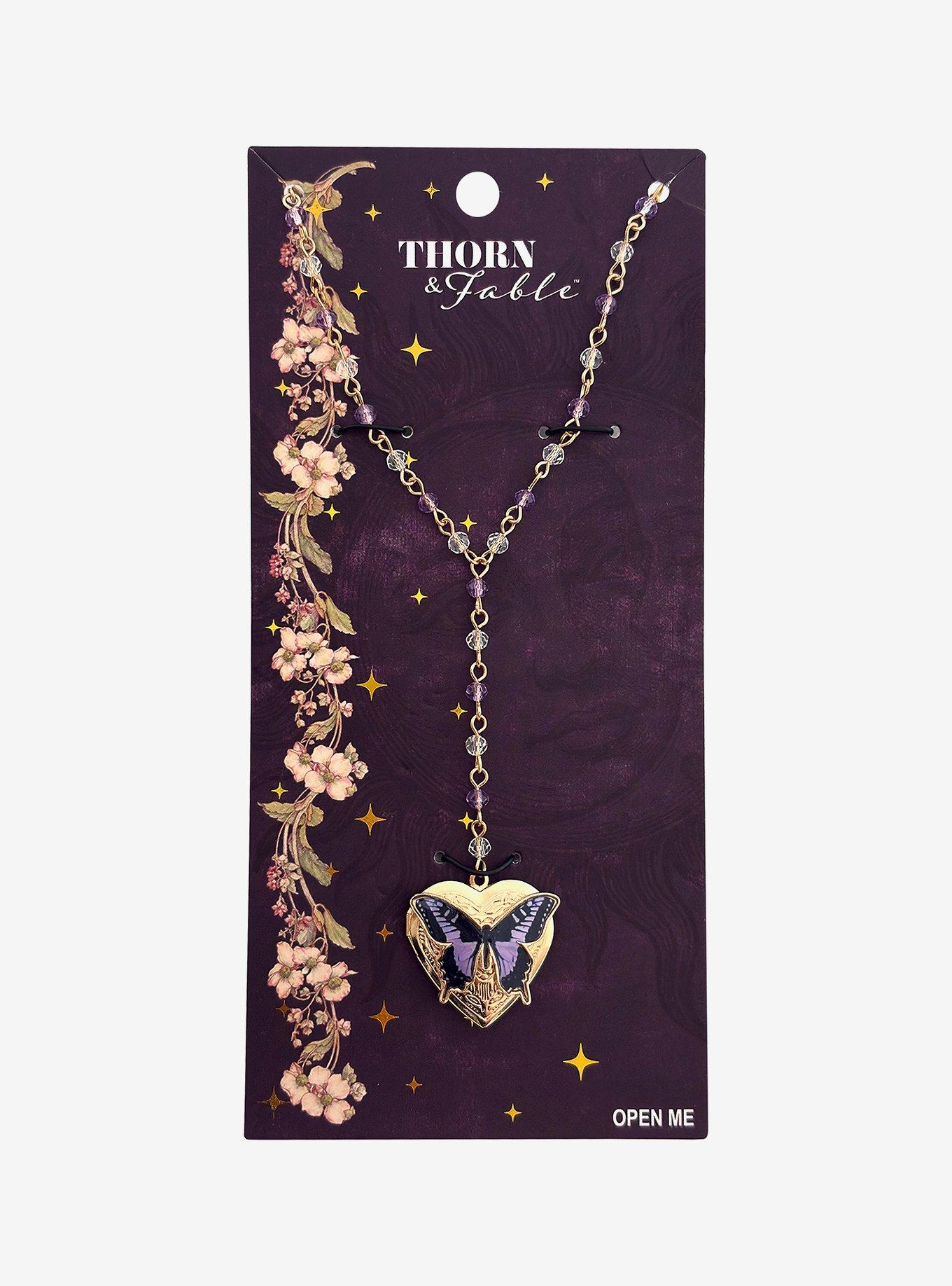 Thorn & Fable Butterfly Heart Locket Necklace, , hi-res