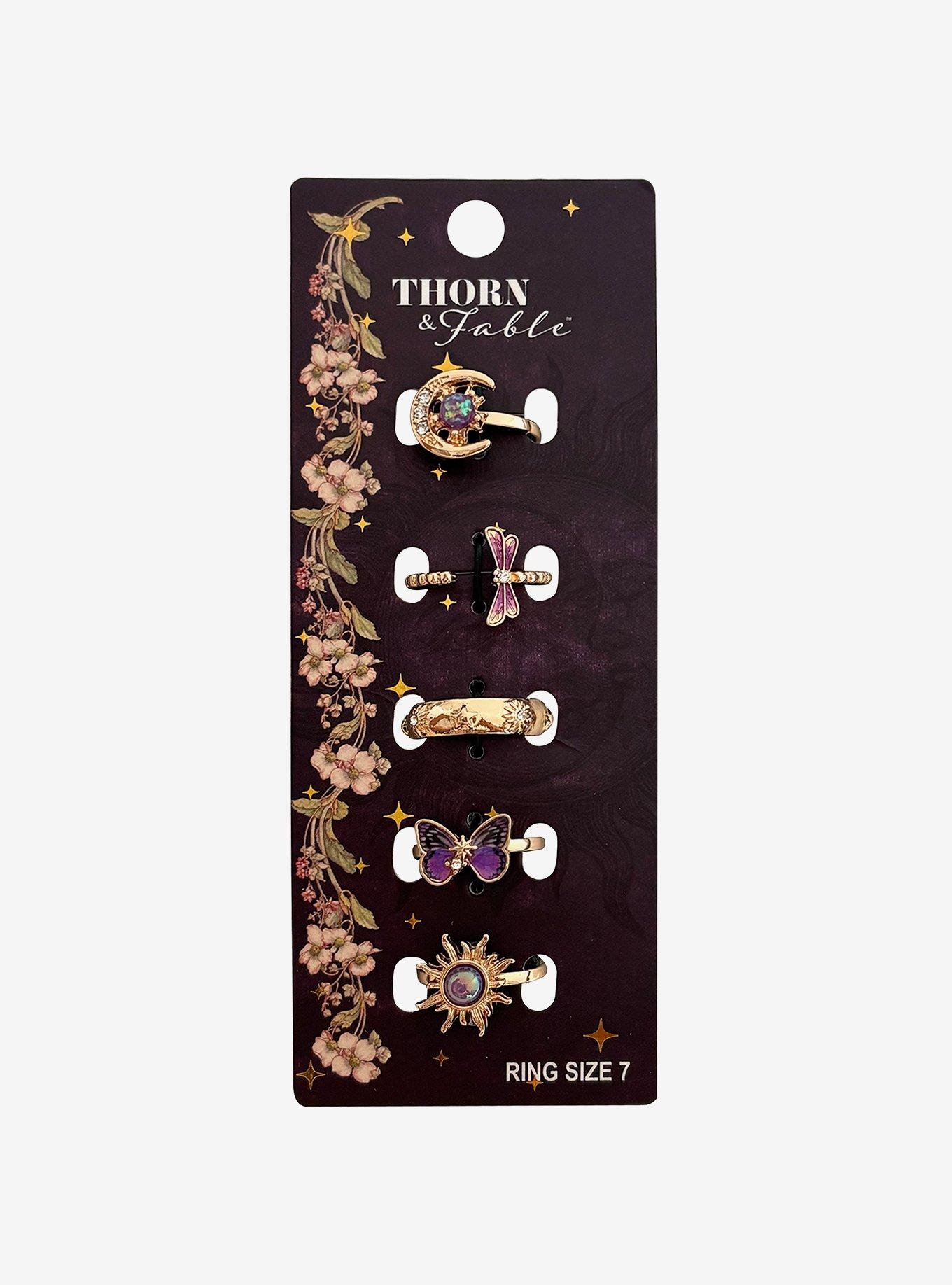Thorn & Fable Celestial Moth Ring Set, , hi-res