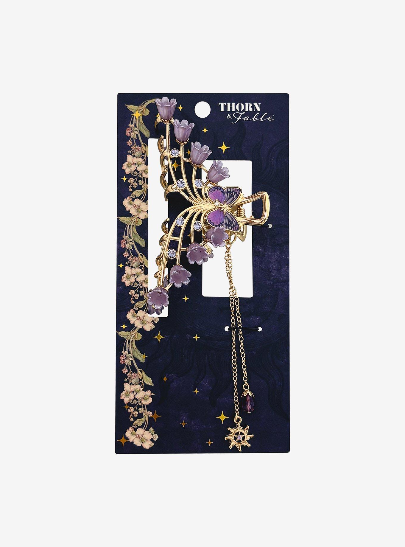 Thorn & Fable Purple Moth Claw Hair Clip, , hi-res