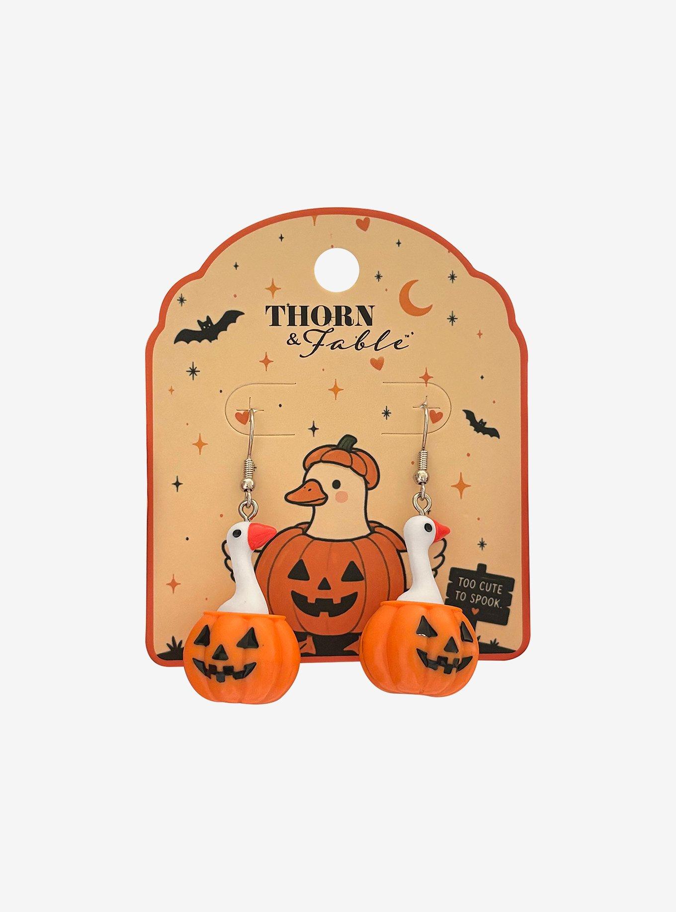 Thorn & Fable Pumpkin Goose Drop Earrings, , hi-res