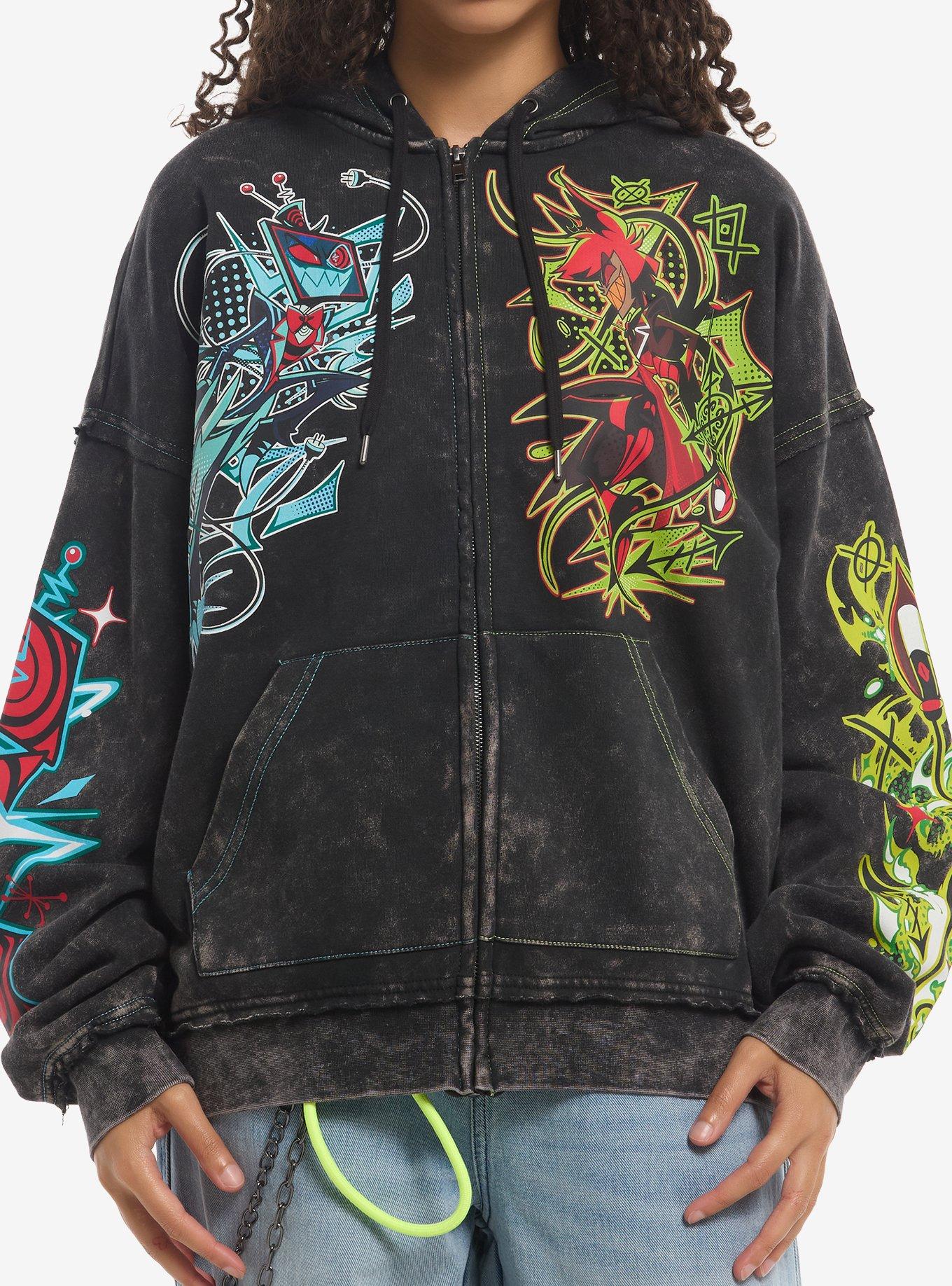 Hazbin Hotel Alastor & Vox Split Girls Hoodie