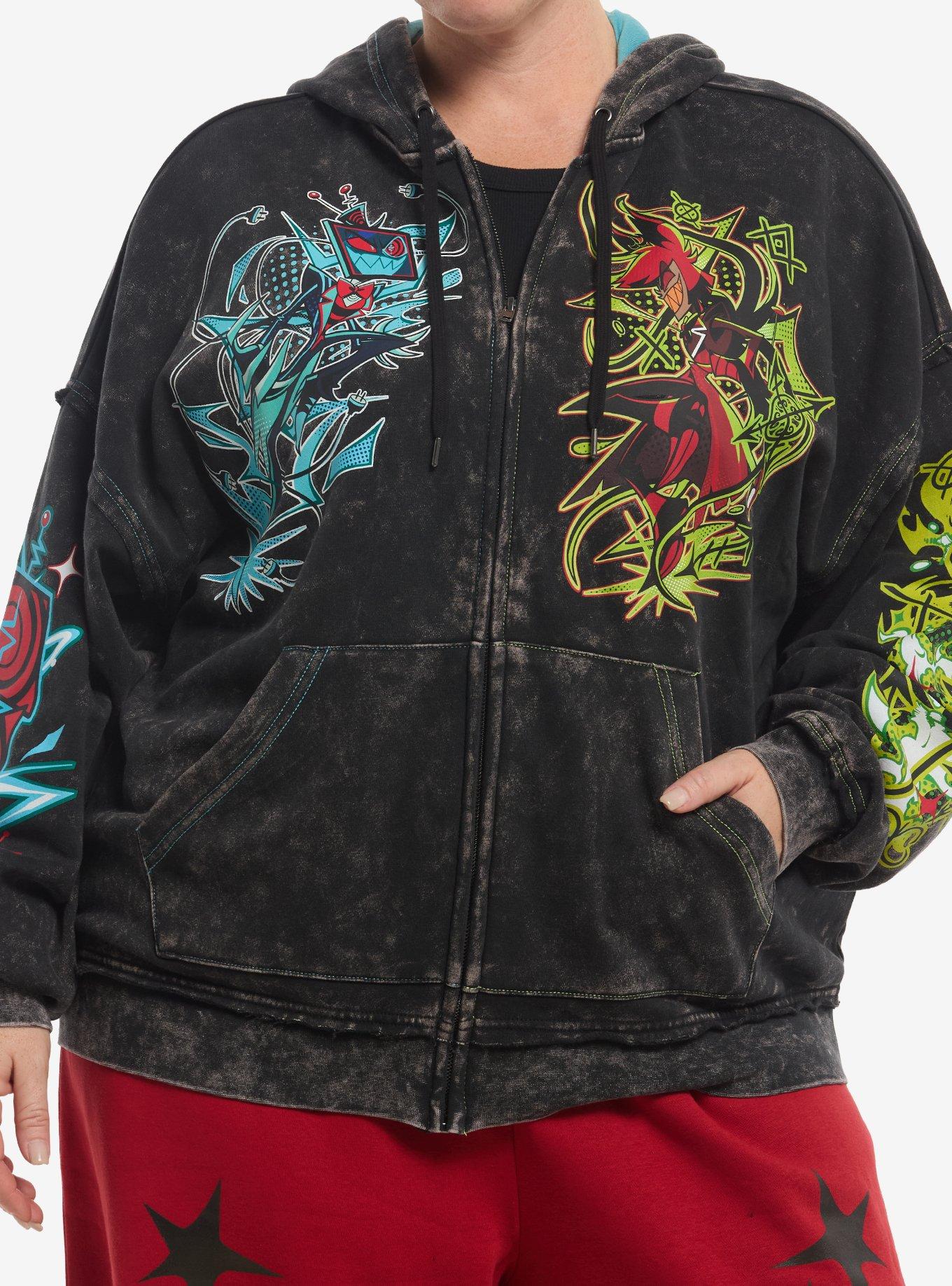 Hazbin Hotel Alastor & Vox Split Girls Hoodie Plus Size