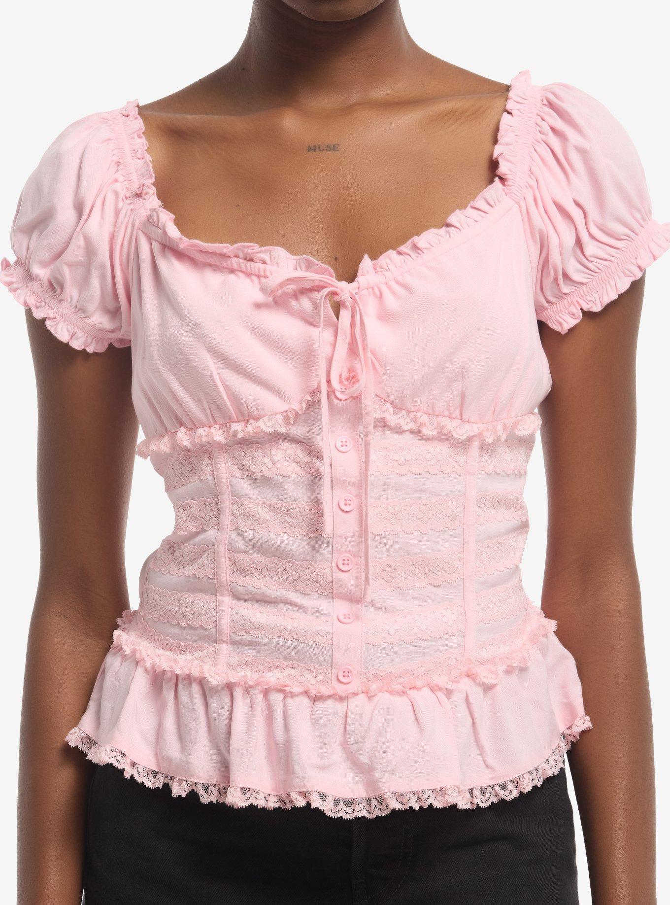 SWEETSOCIETY Sweet Society Pink Peplum Corset Girls Top