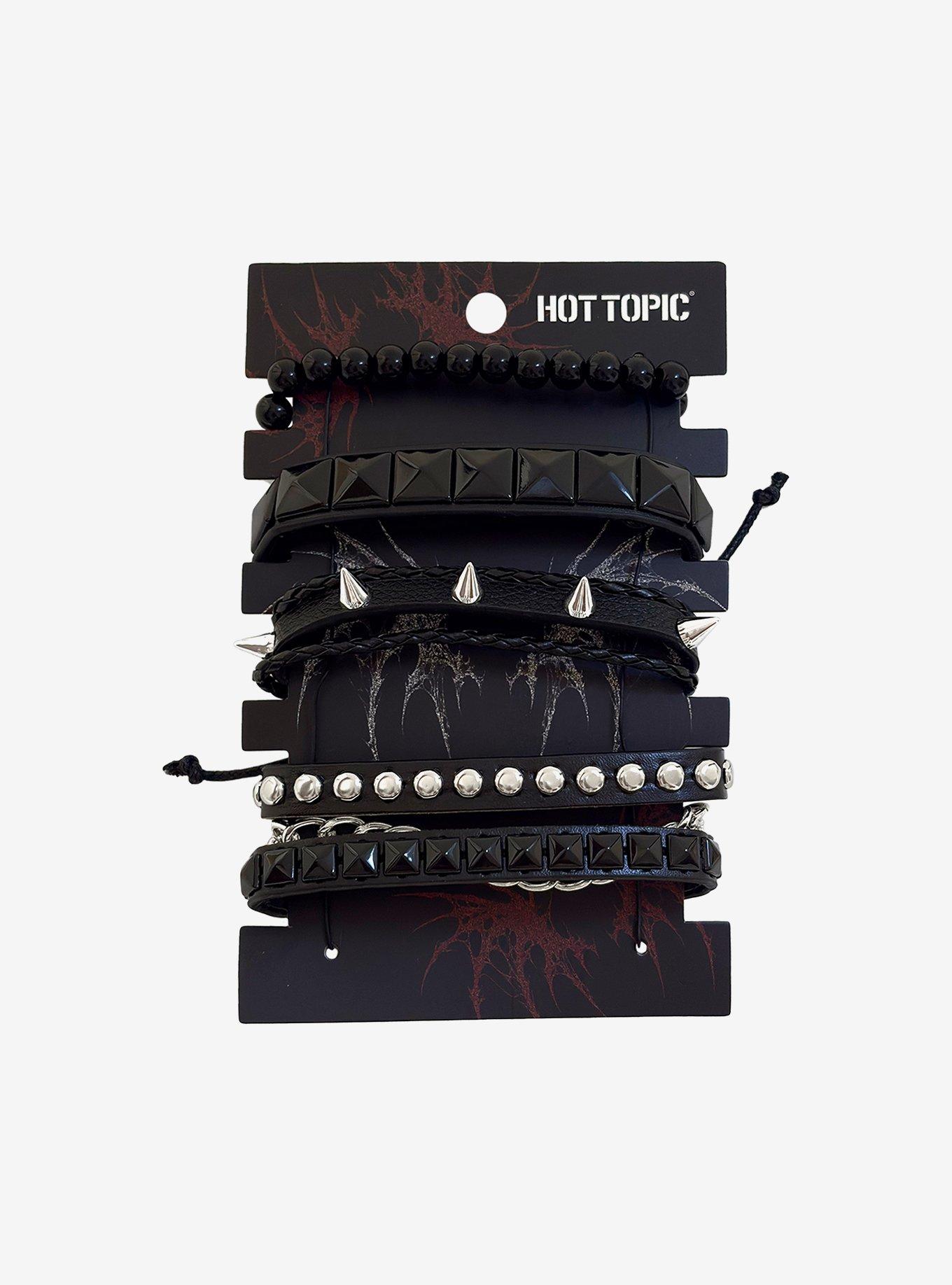 Black Spike Chain Bracelet Set, , hi-res