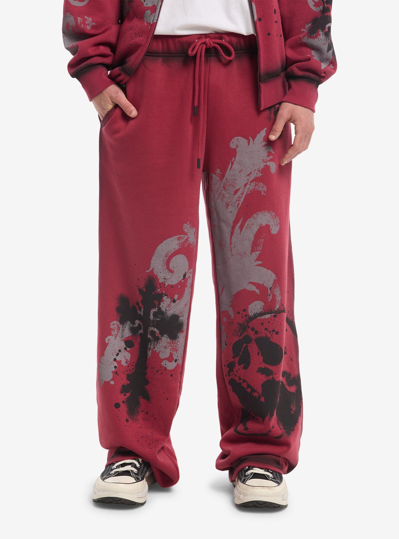 HOTTOPIC Cross Wings Spray Paint Sweatpants