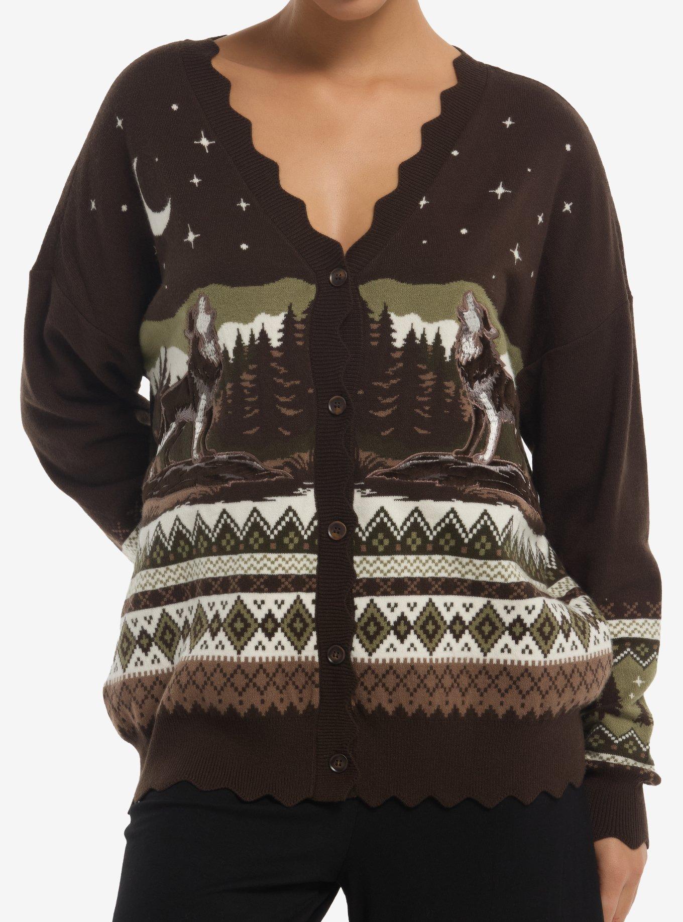 Thorn & Fable Wolf Fair Isle Girls Cardigan