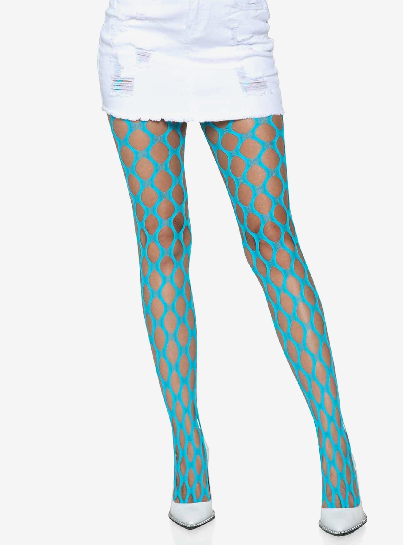 Jumbo Pothole Net Tights Blue, , hi-res