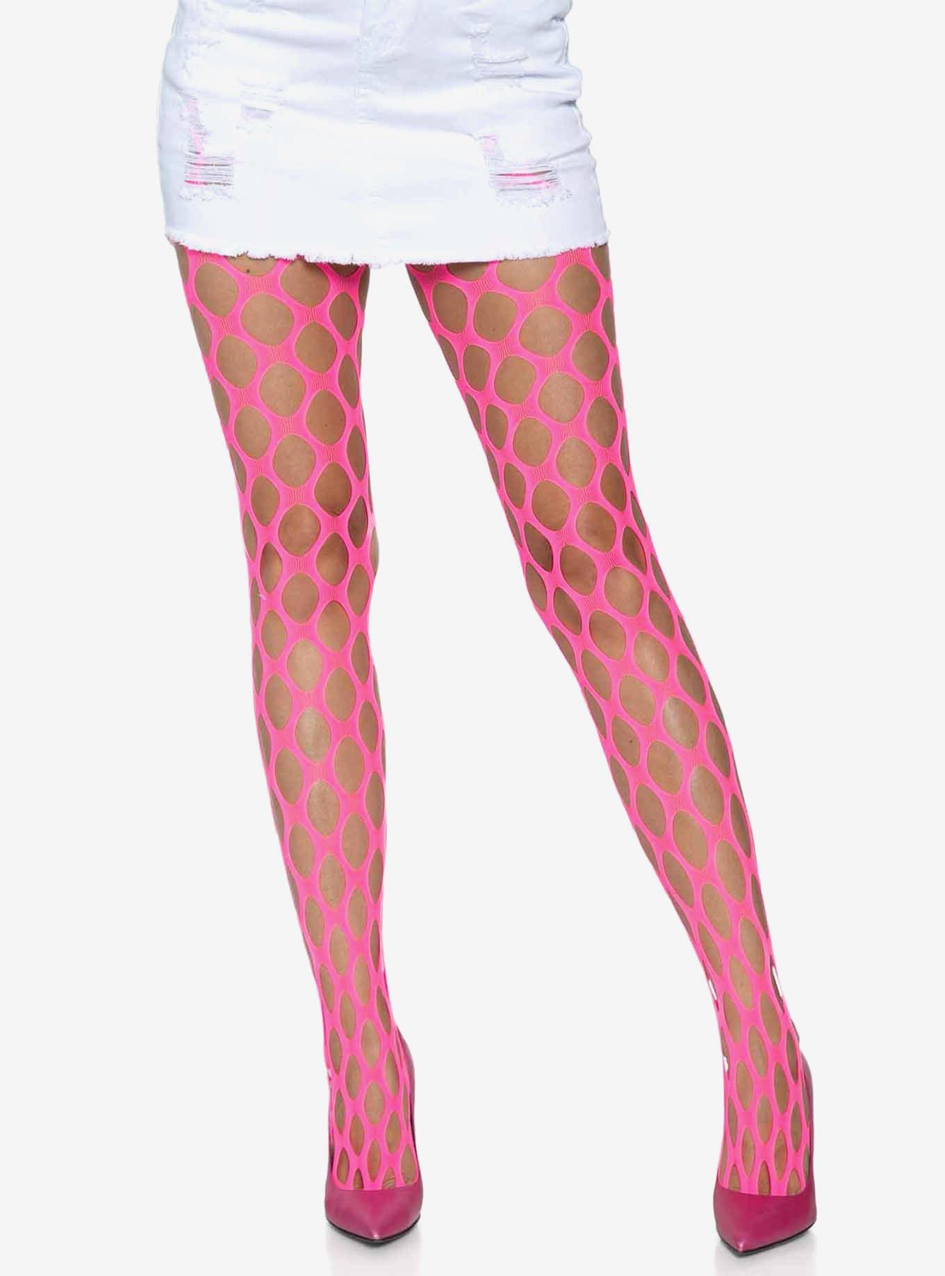 Jumbo Pothole Net Tights Pink, , hi-res