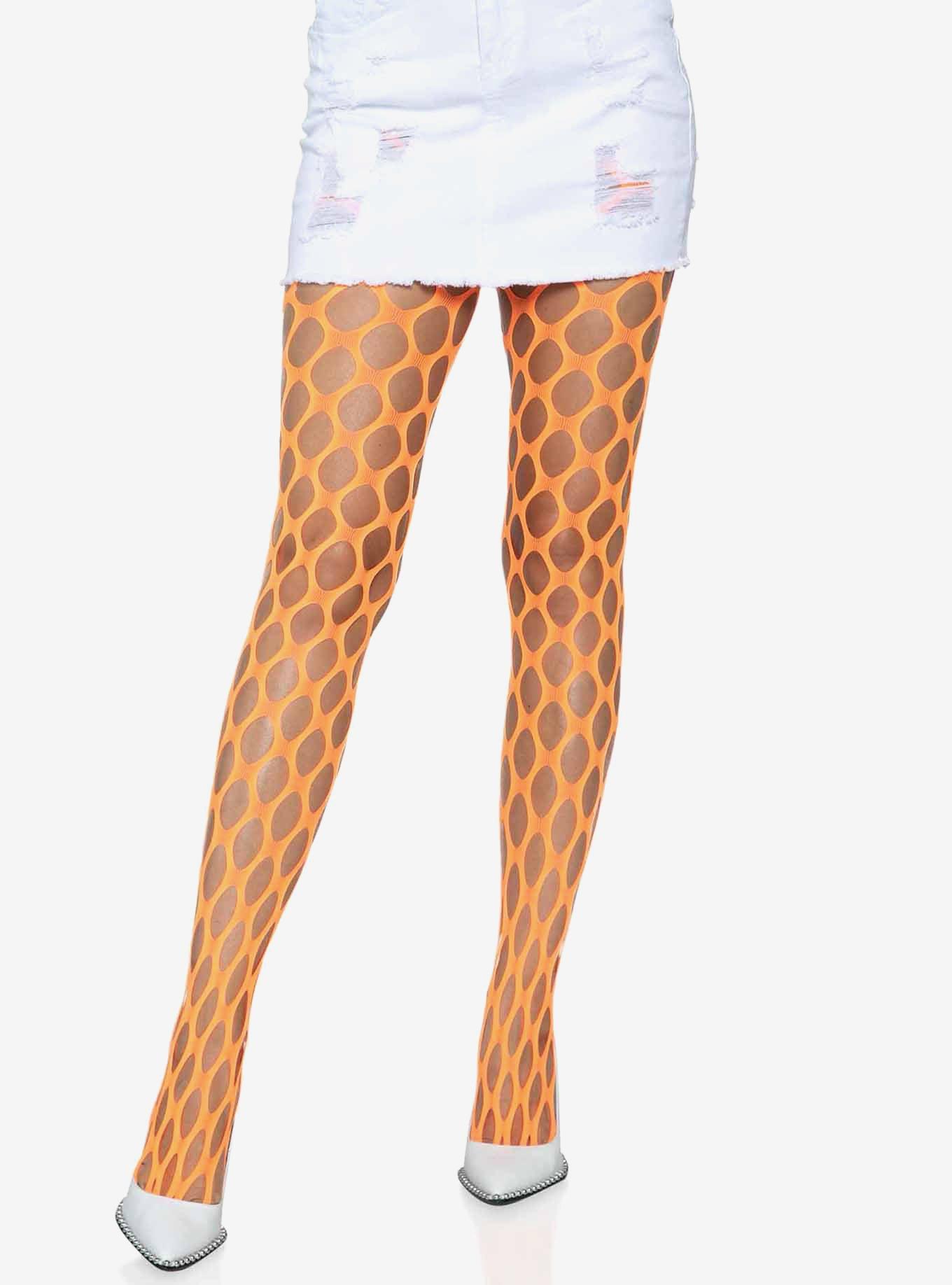 Jumbo Pothole Net Tights Orange, , hi-res