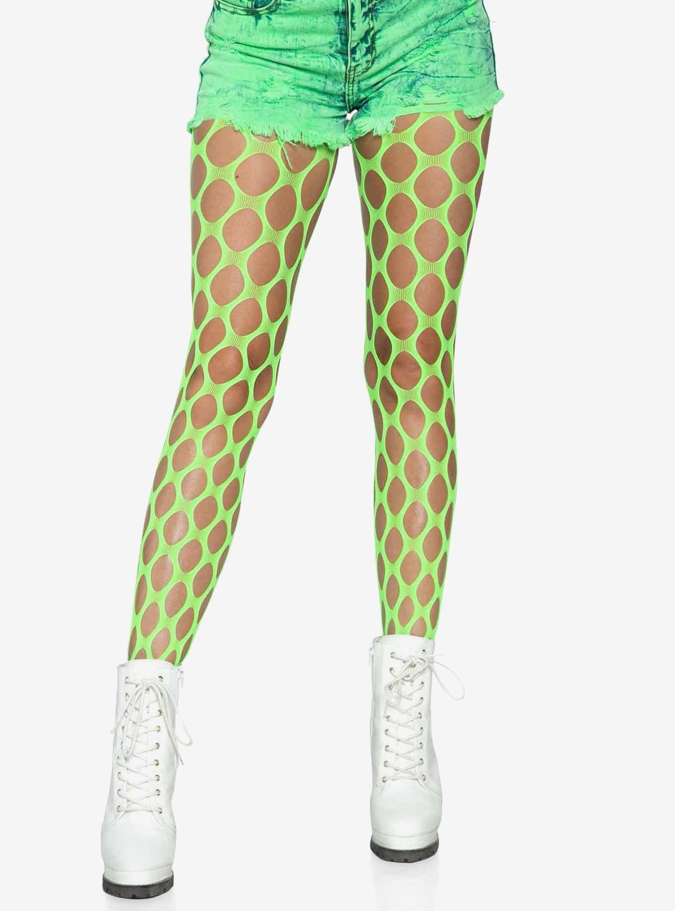 Jumbo Pothole Net Tights Green, , hi-res