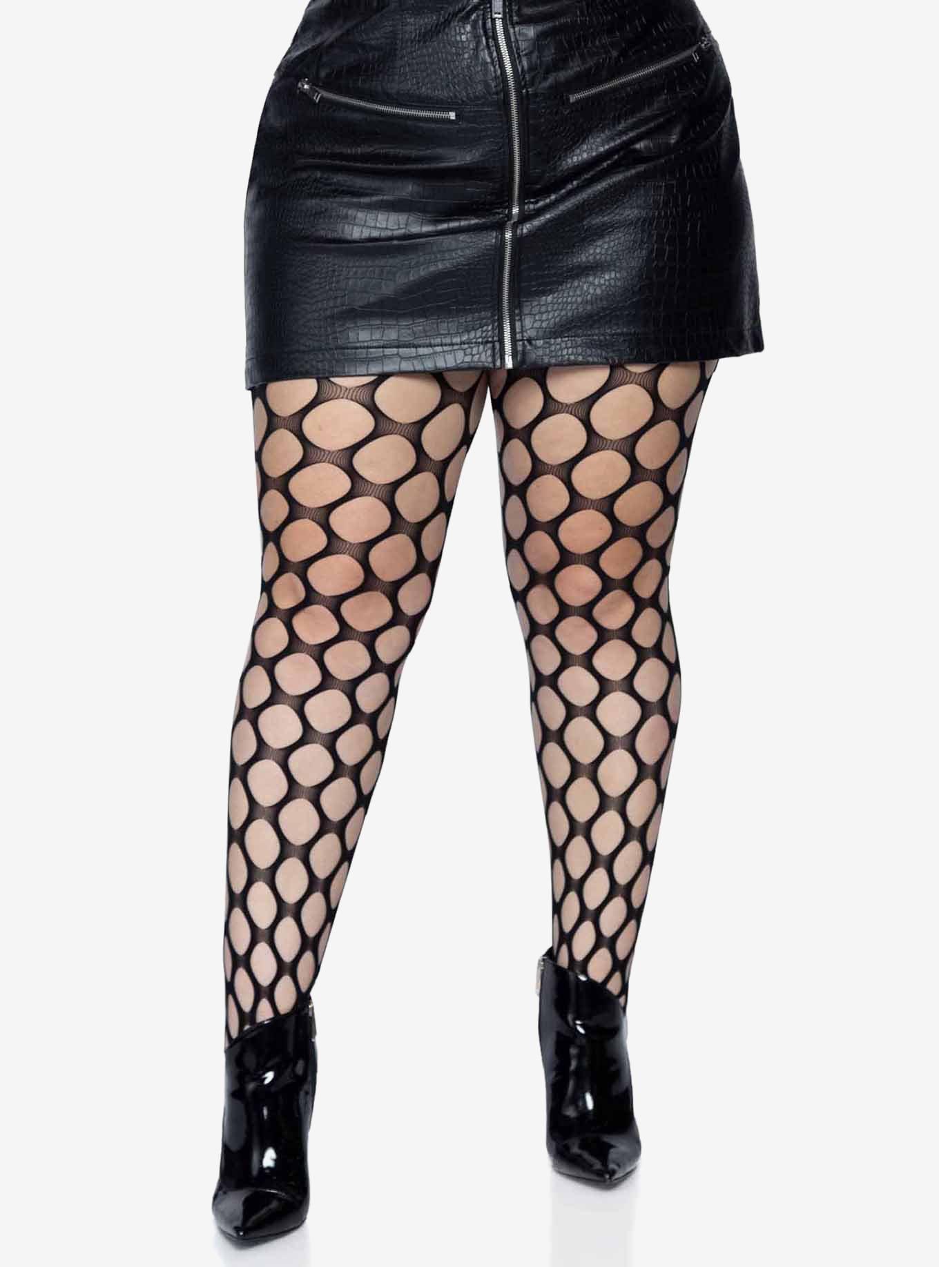 Jumbo Pothole Net Tights Plus Size, , hi-res