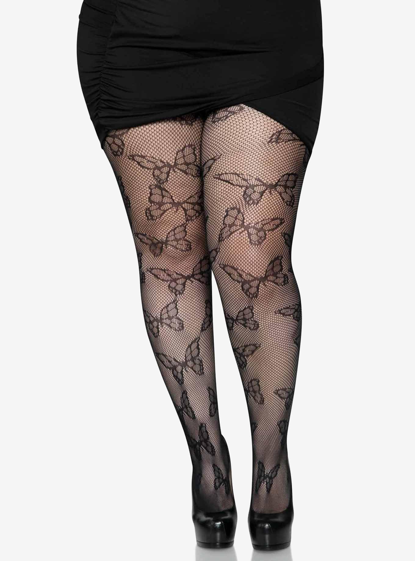 Butterfly Net Tights Plus Size, , hi-res