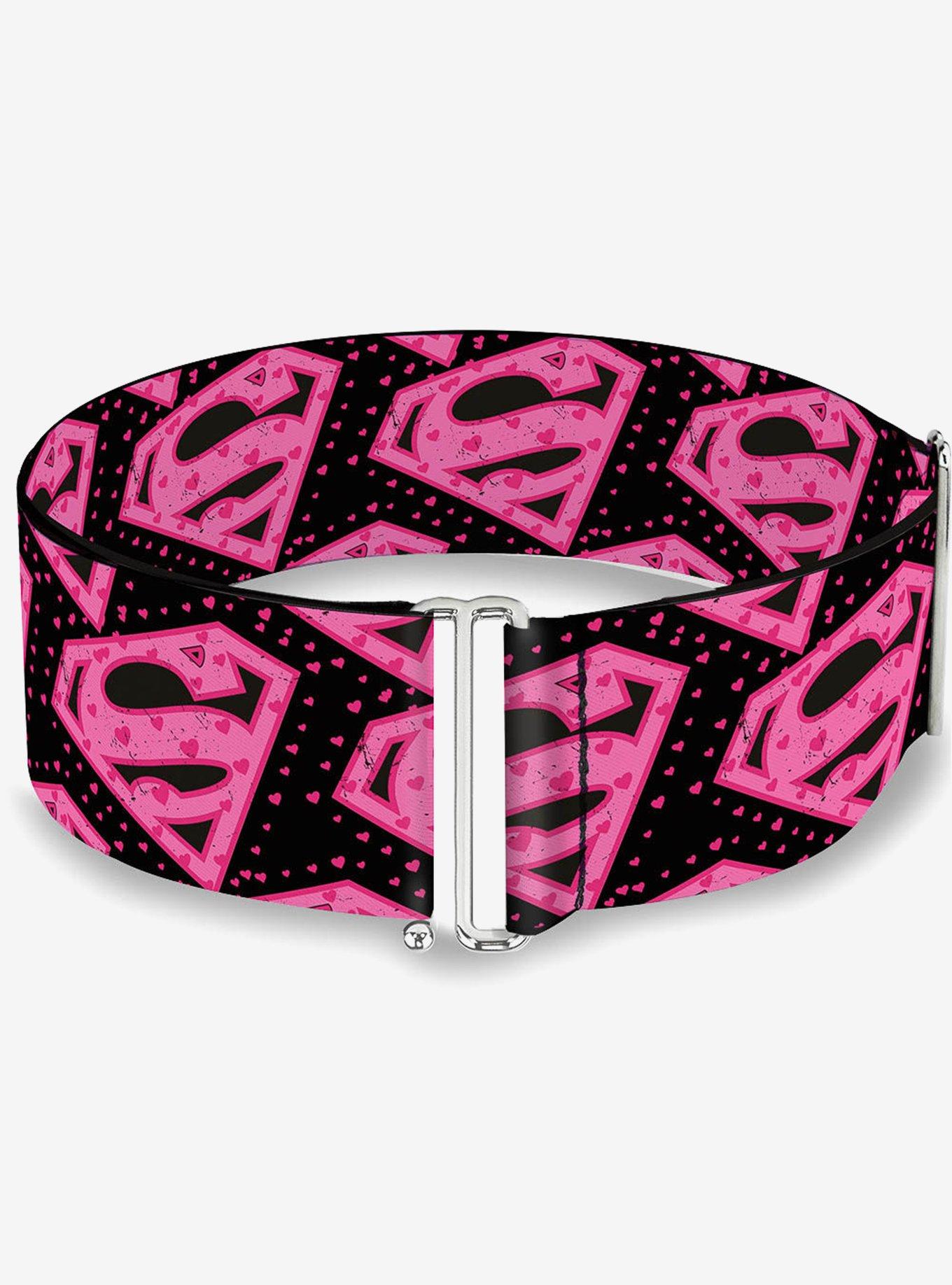 DC Comics Superman Diagonal Logo Hearts Cinch Belt, , hi-res