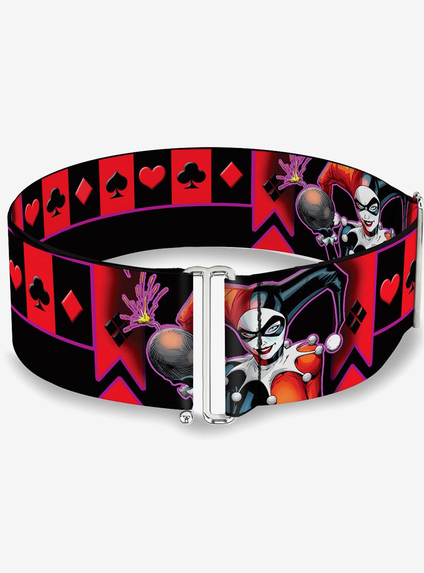 DC Comics Harley Quinn Bomb Poses Suits Black Purple Red Cinch Belt, , hi-res