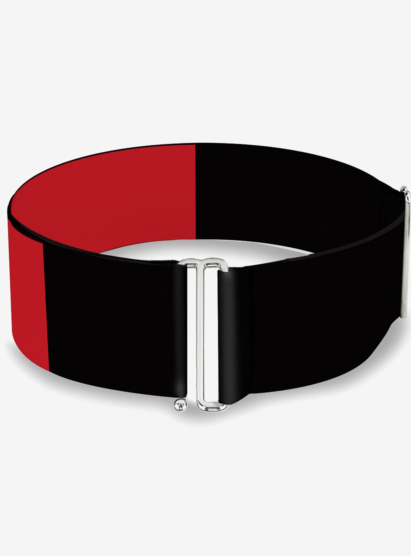 DC Comics Harley Quinn Diamond Split Red Black Cinch Belt, , hi-res