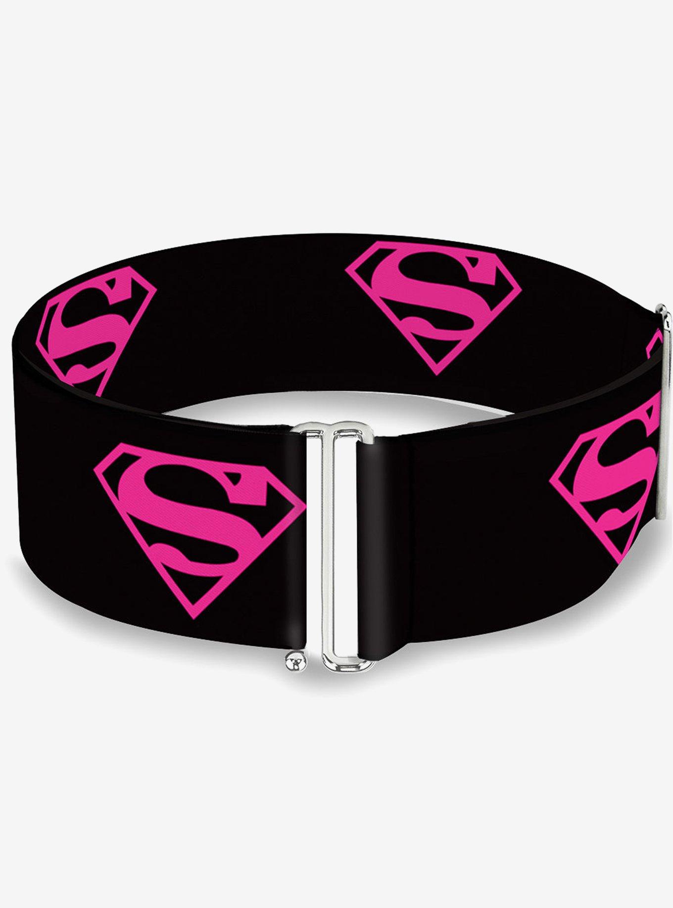 DC Comics Superman Shield Black Hot Pink Cinch Belt, , hi-res