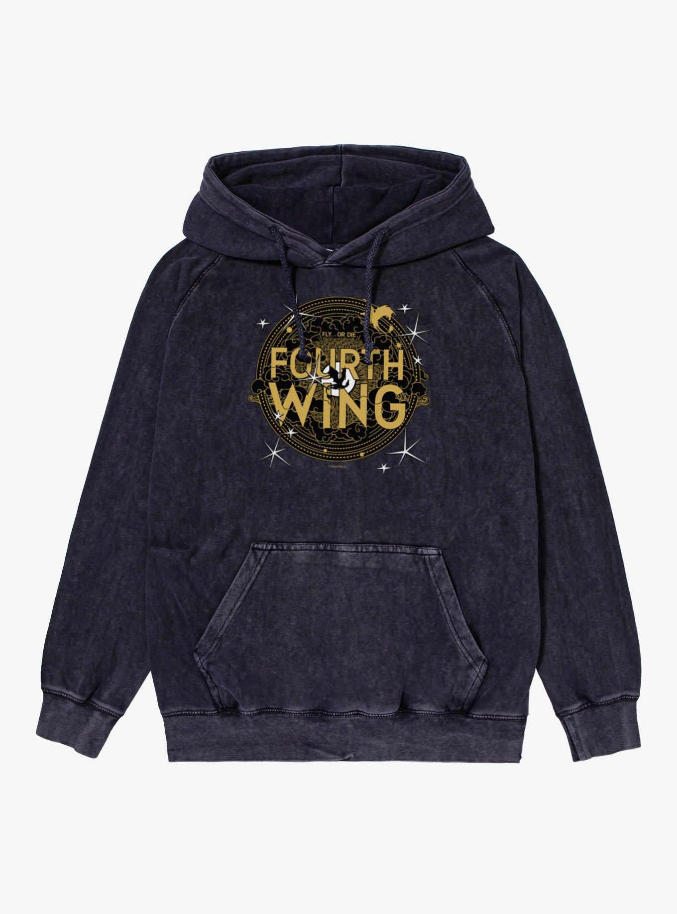 The Empyrean Fourth Wing Black Crest Mineral Wash Hoodie, , hi-res